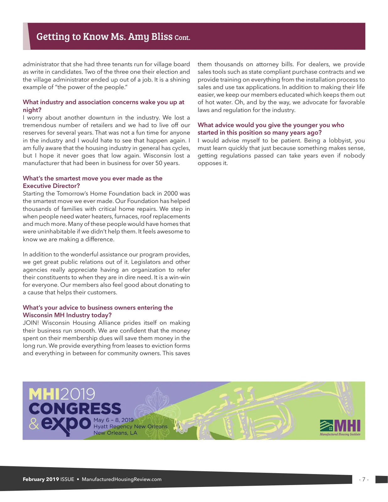 Page 7 of Manufactured Housing Review February 2019