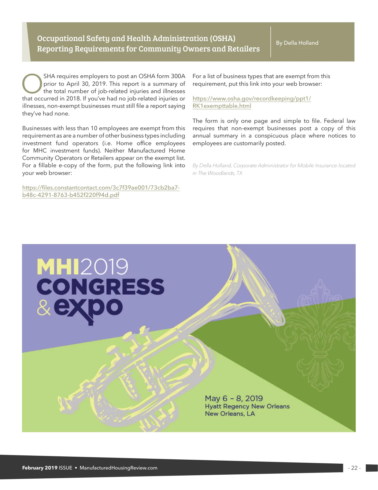 Page 22 of Manufactured Housing Review February 2019