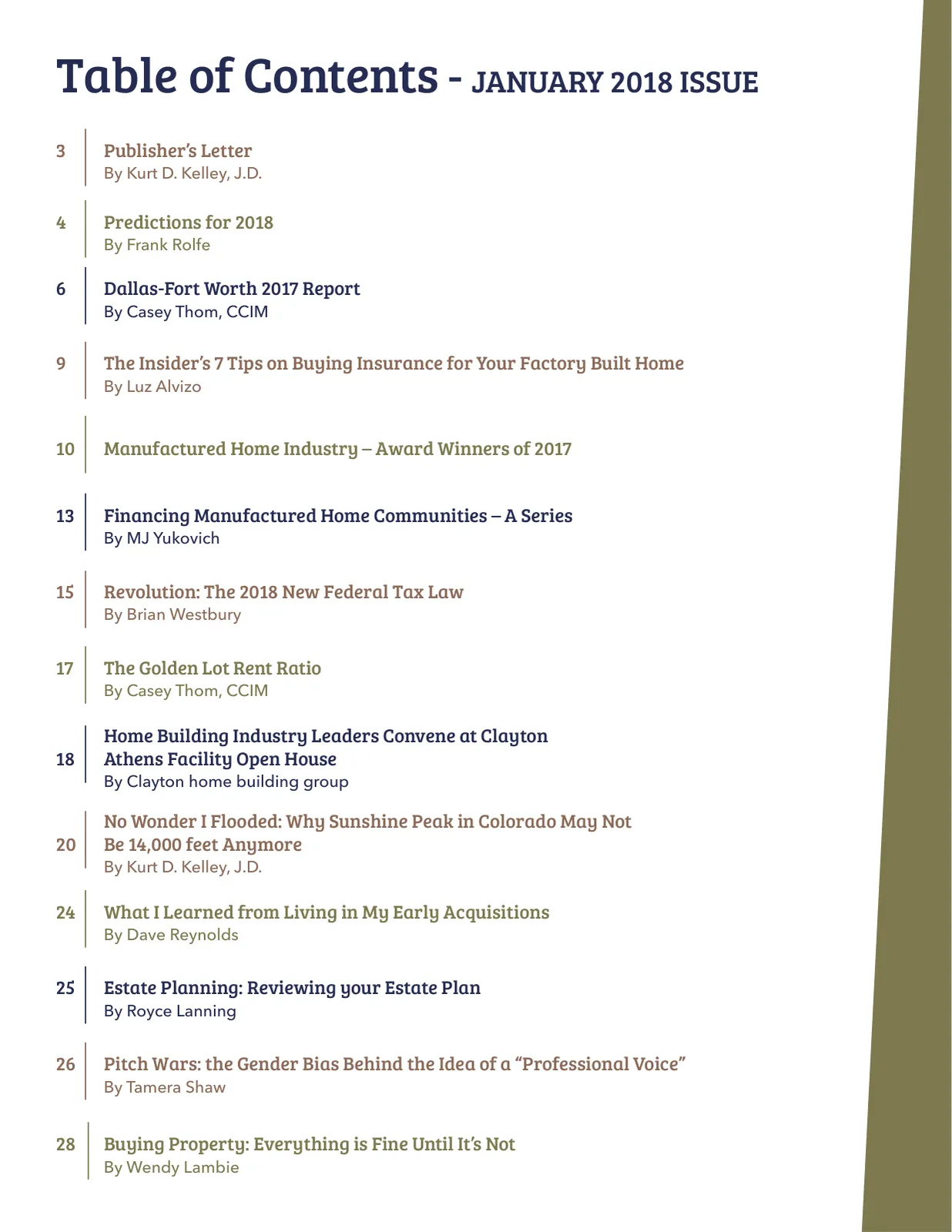 Page 2 of Manufactured Housing Review January 2018