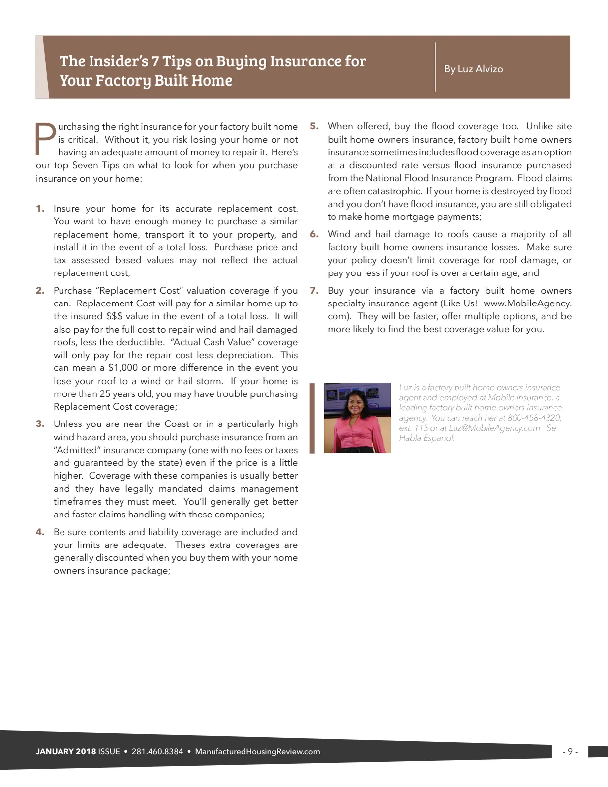 Page 9 of Manufactured Housing Review January 2018