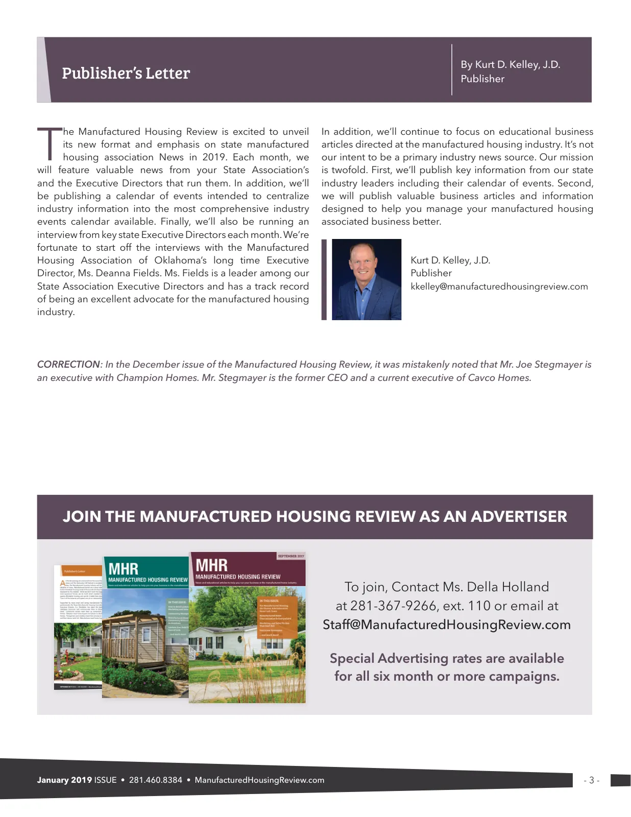 Page 3 of Manufactured Housing Review January 2019