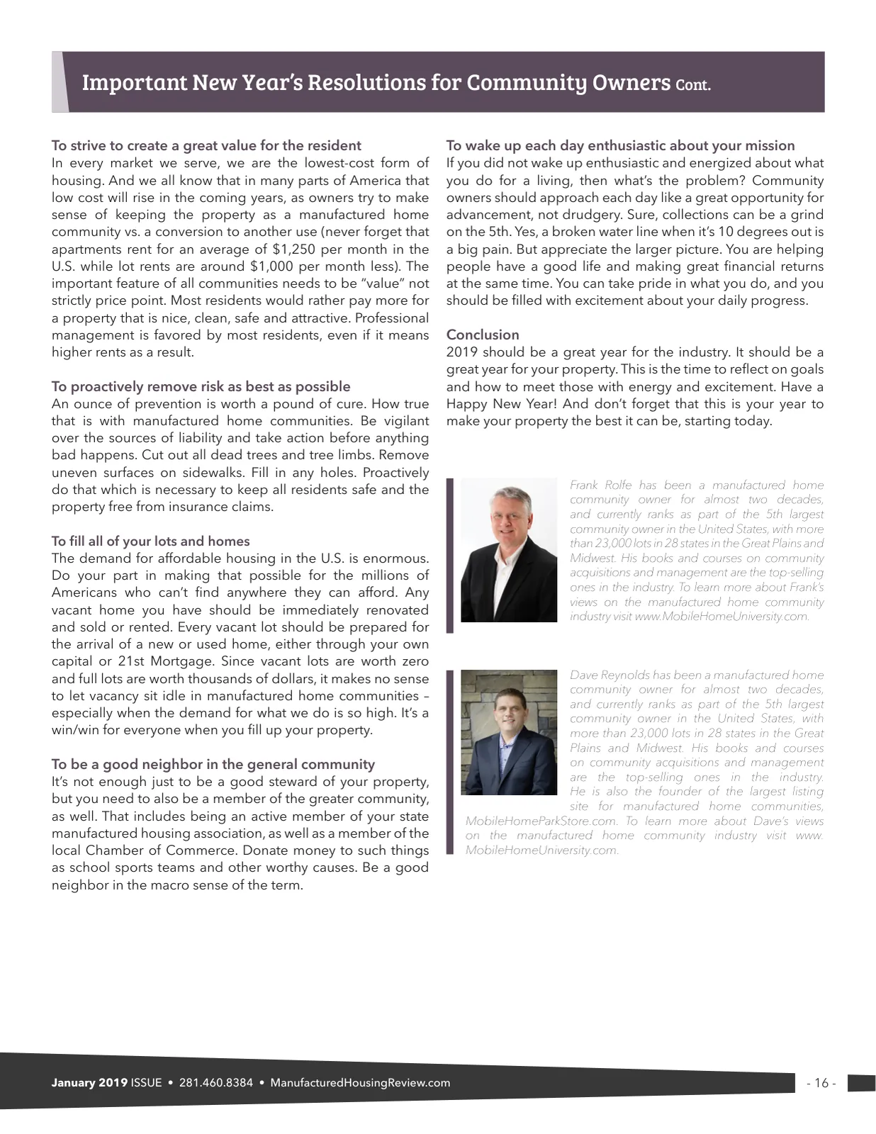 Page 16 of Manufactured Housing Review January 2019