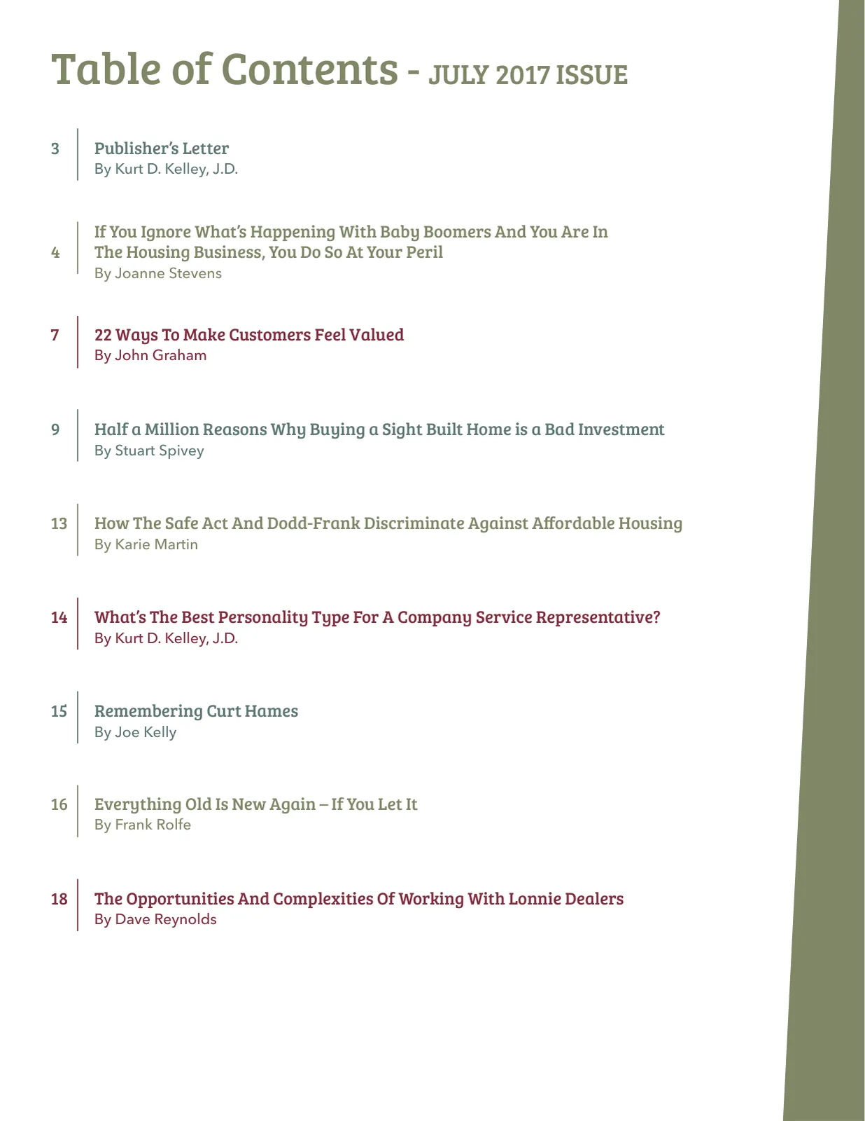 Page 2 of Manufactured Housing Review July 2017