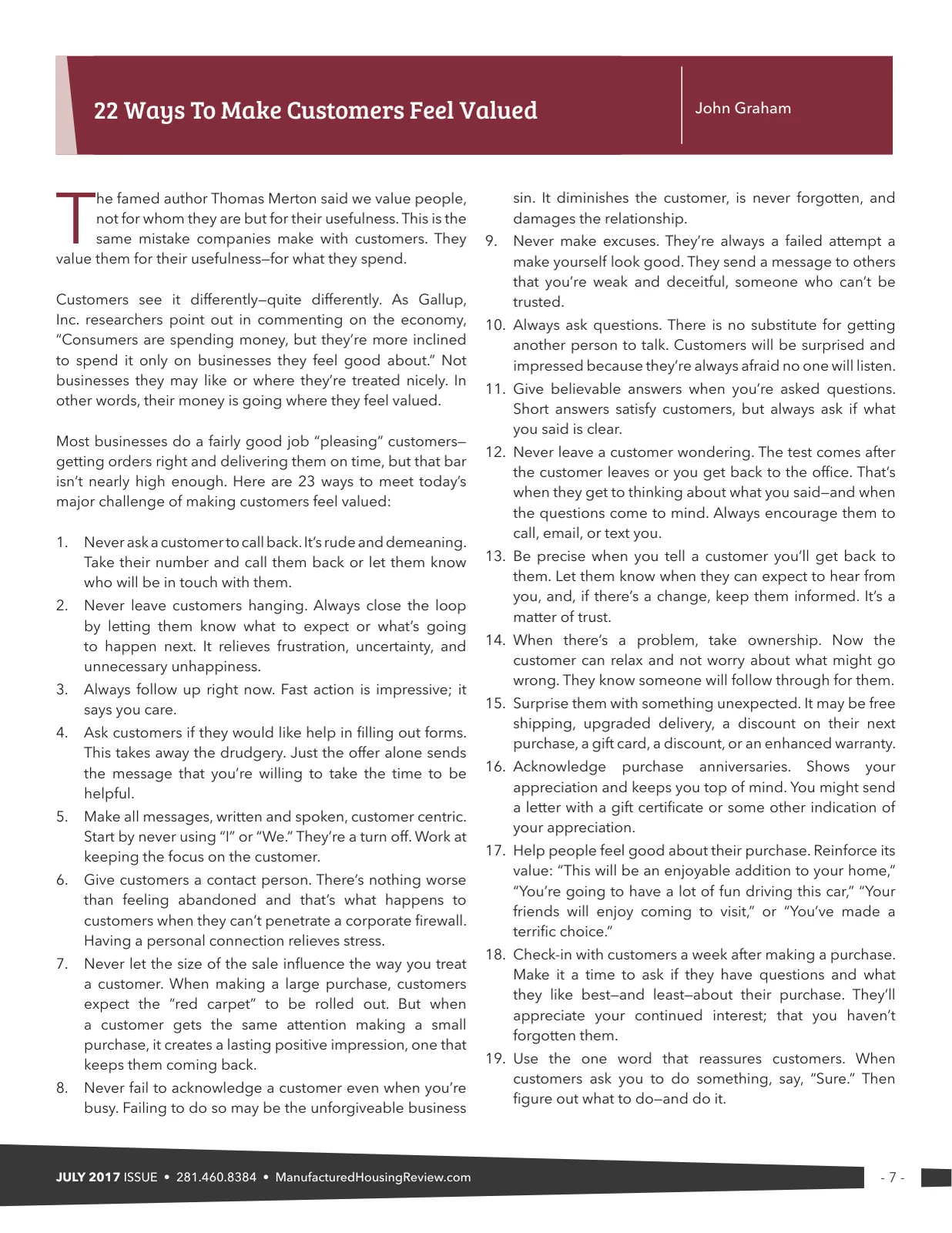 Page 7 of Manufactured Housing Review July 2017