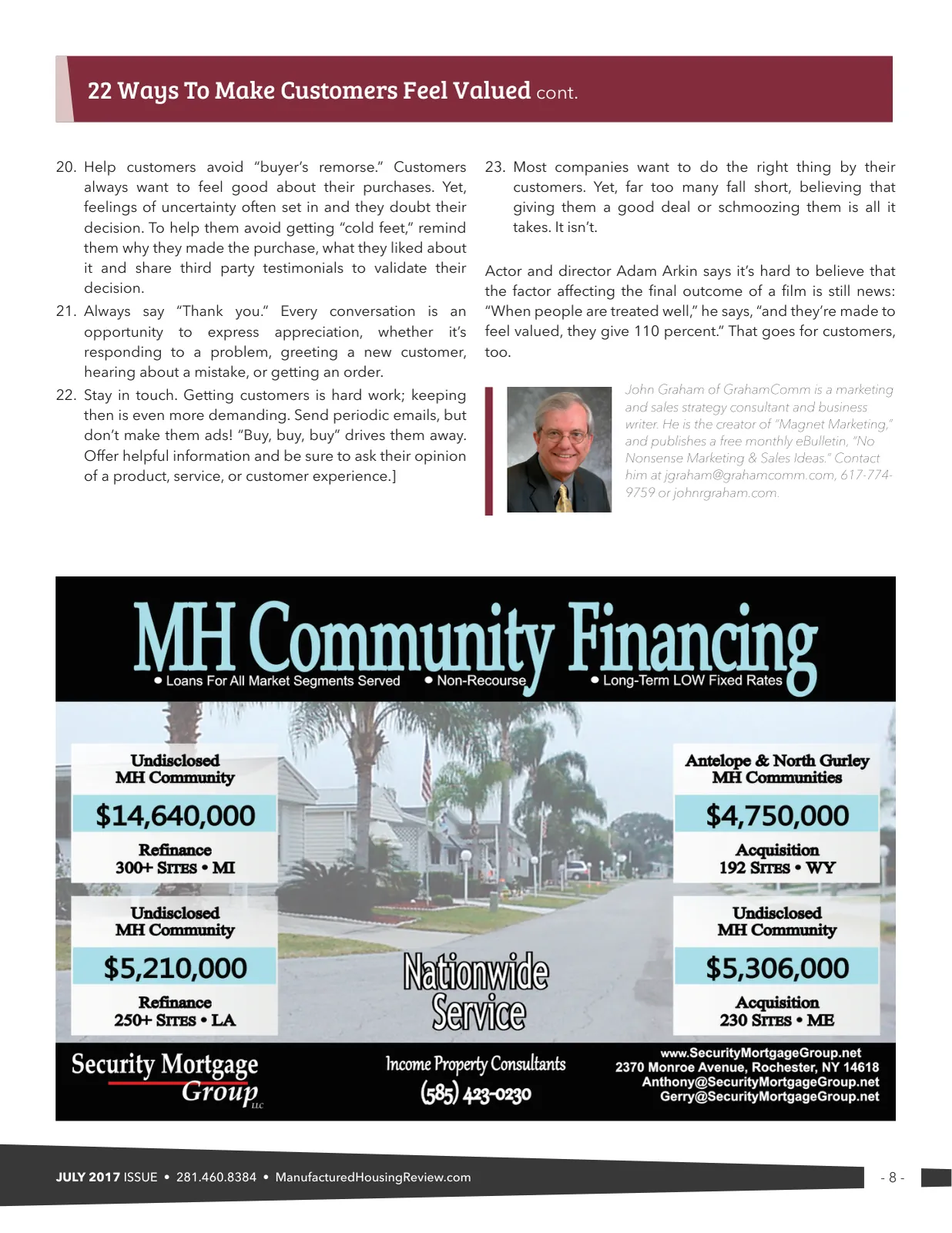 Page 8 of Manufactured Housing Review July 2017