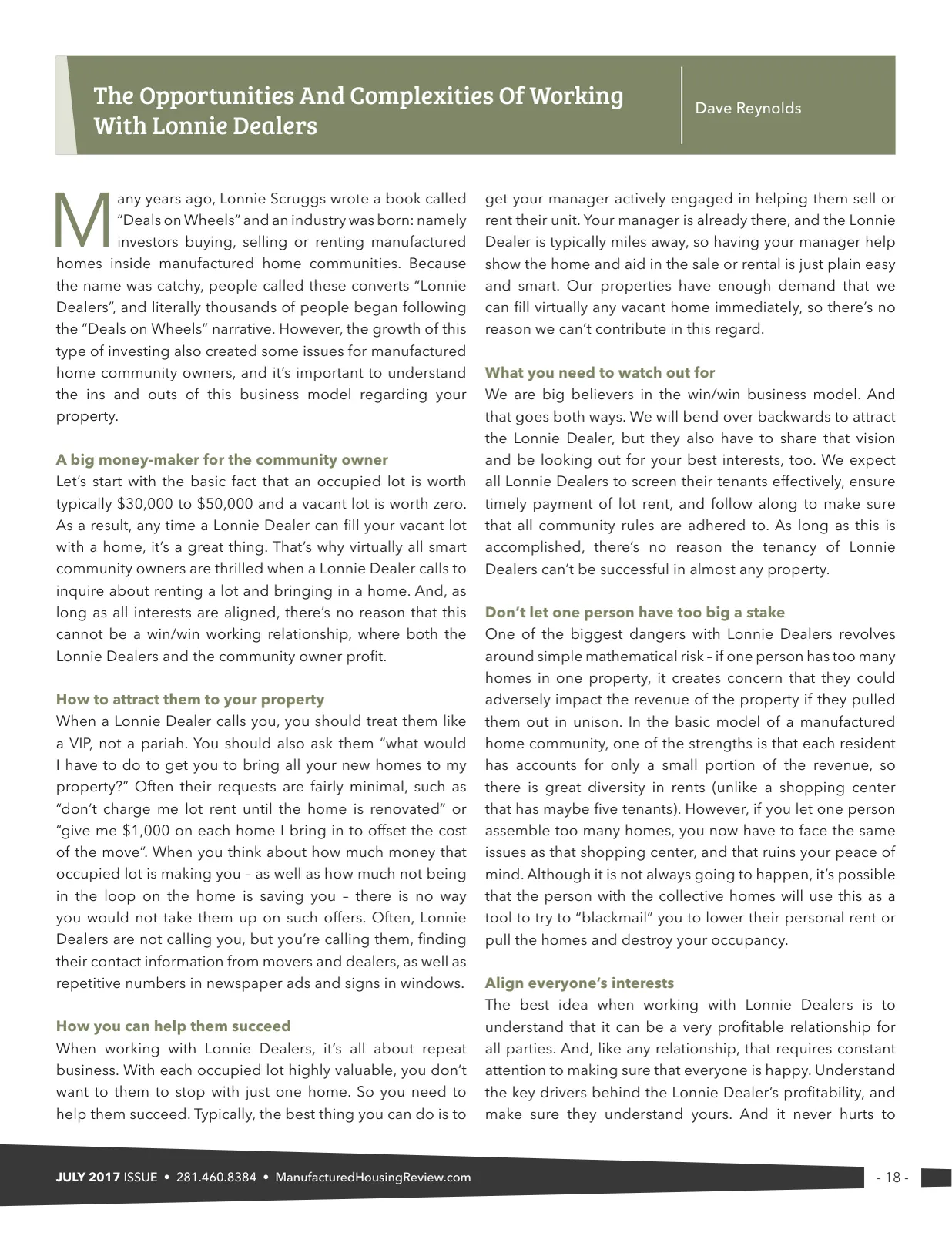 Page 18 of Manufactured Housing Review July 2017