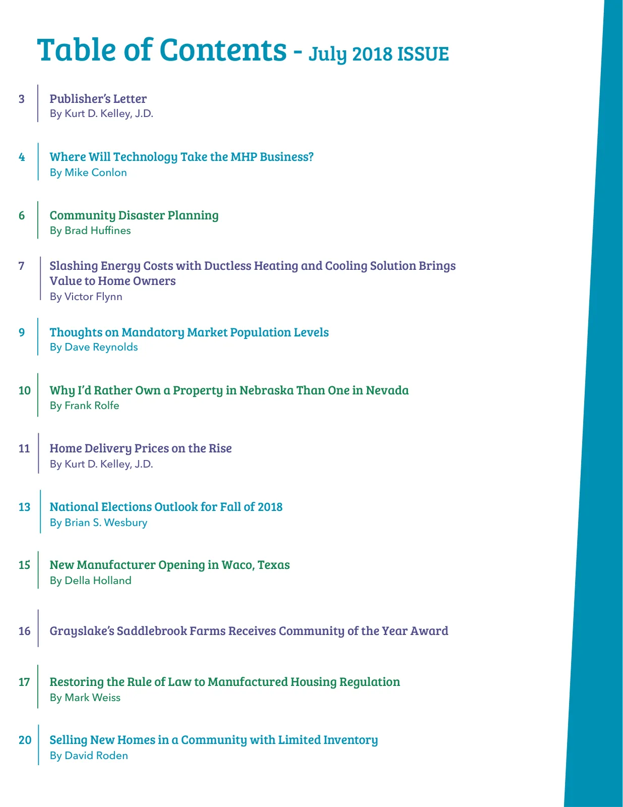 Page 2 of Manufactured Housing Review July 2018