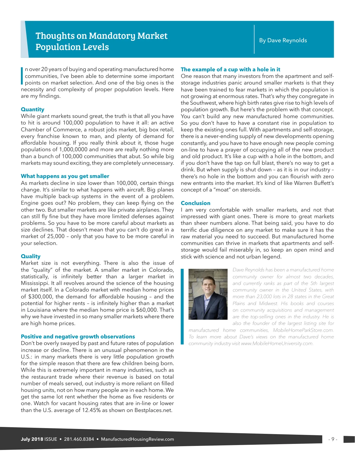 Page 9 of Manufactured Housing Review July 2018