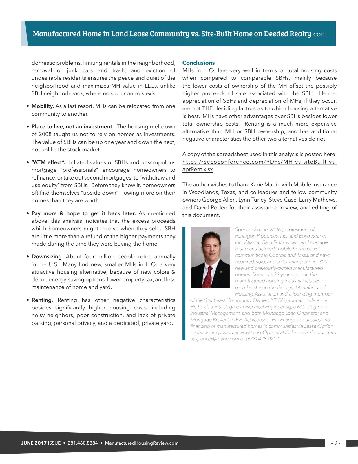 Page 9 of Manufactured Housing Review June 2017