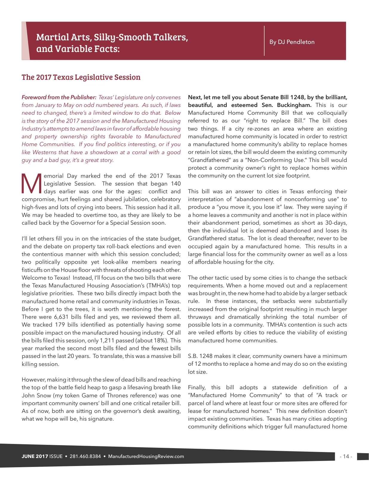 Page 14 of Manufactured Housing Review June 2017