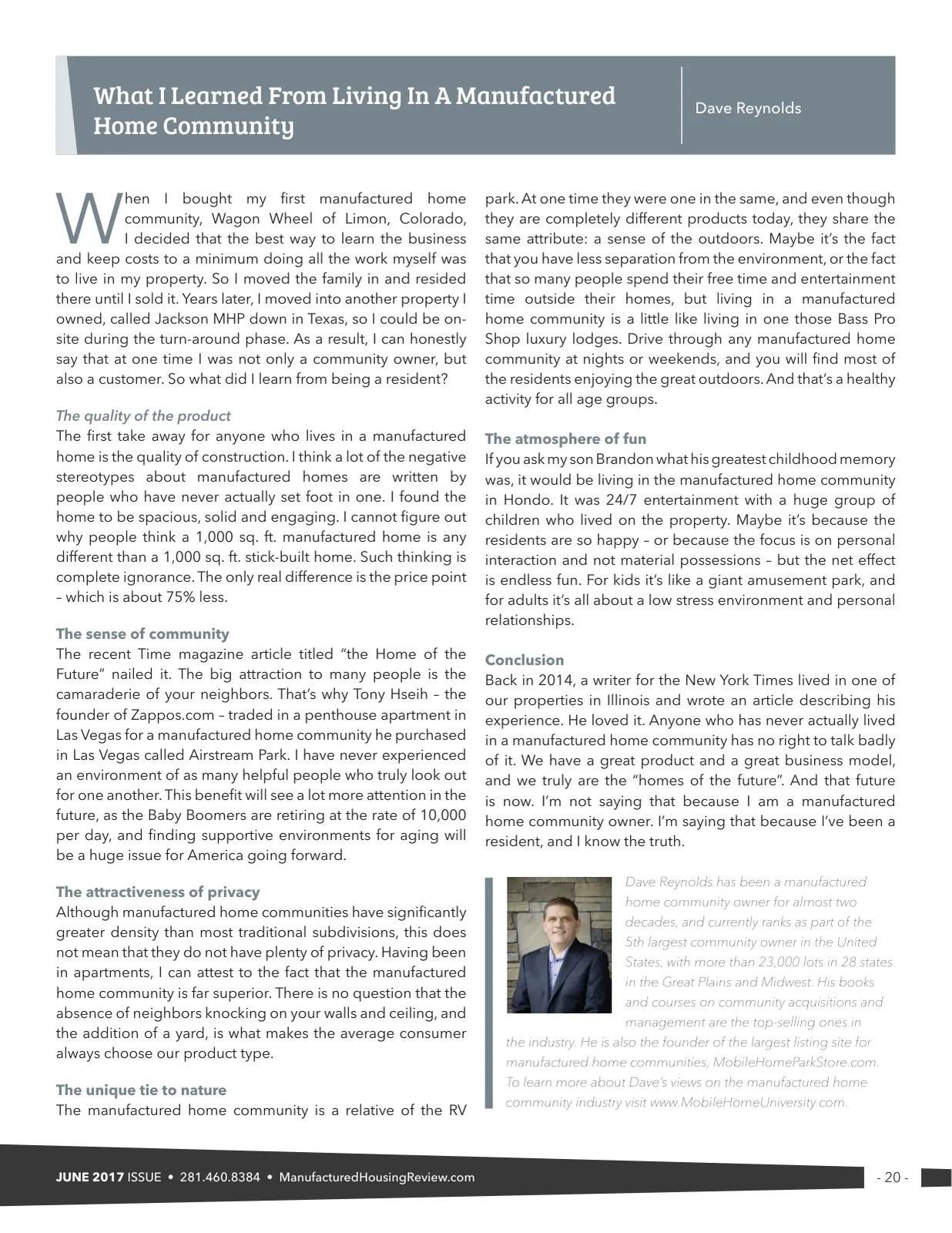 Page 20 of Manufactured Housing Review June 2017
