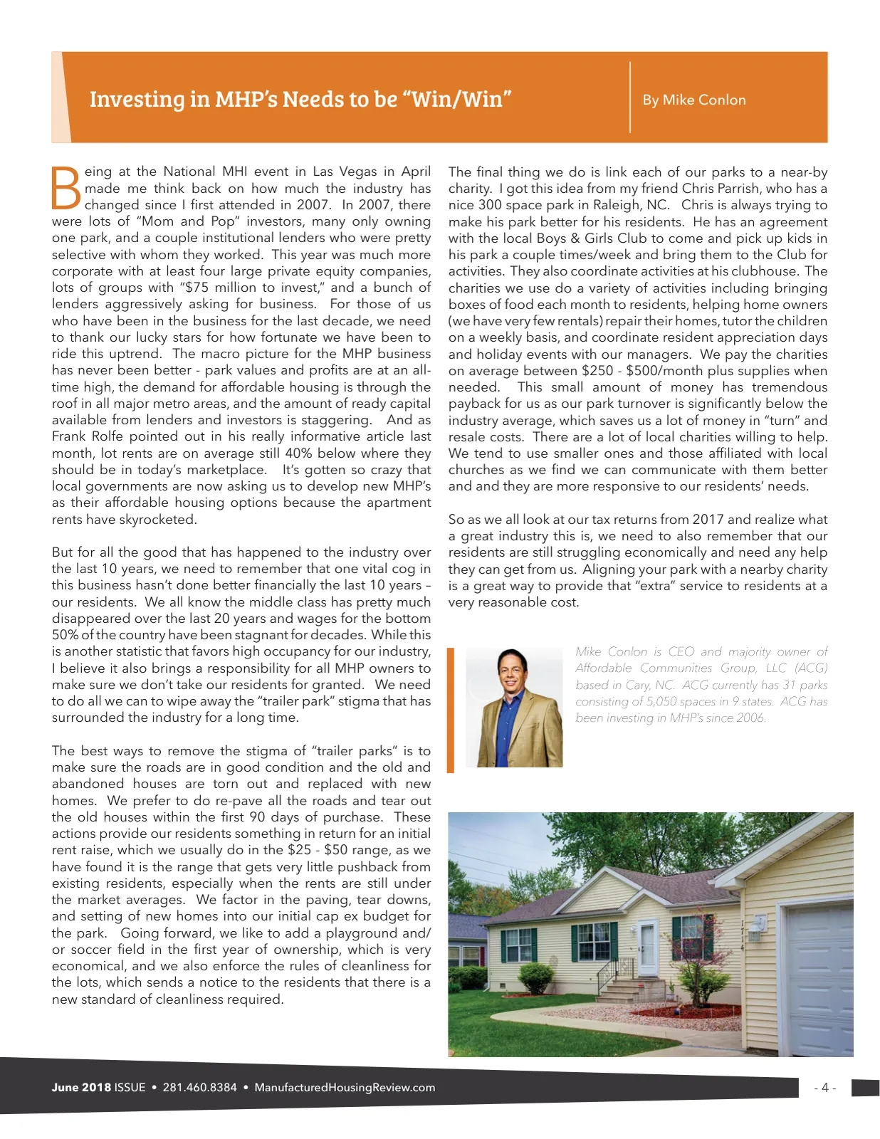 Page 4 of Manufactured Housing Review June 2018