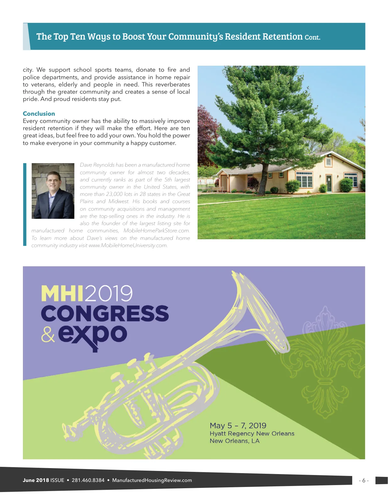 Page 6 of Manufactured Housing Review June 2018