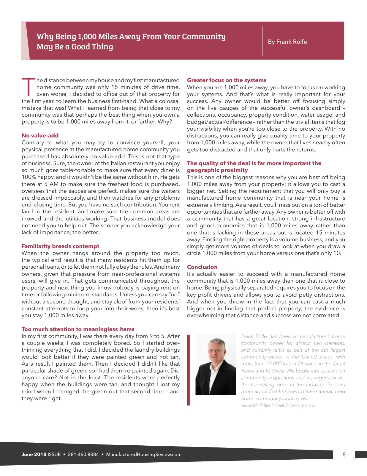 Page 8 of Manufactured Housing Review June 2018