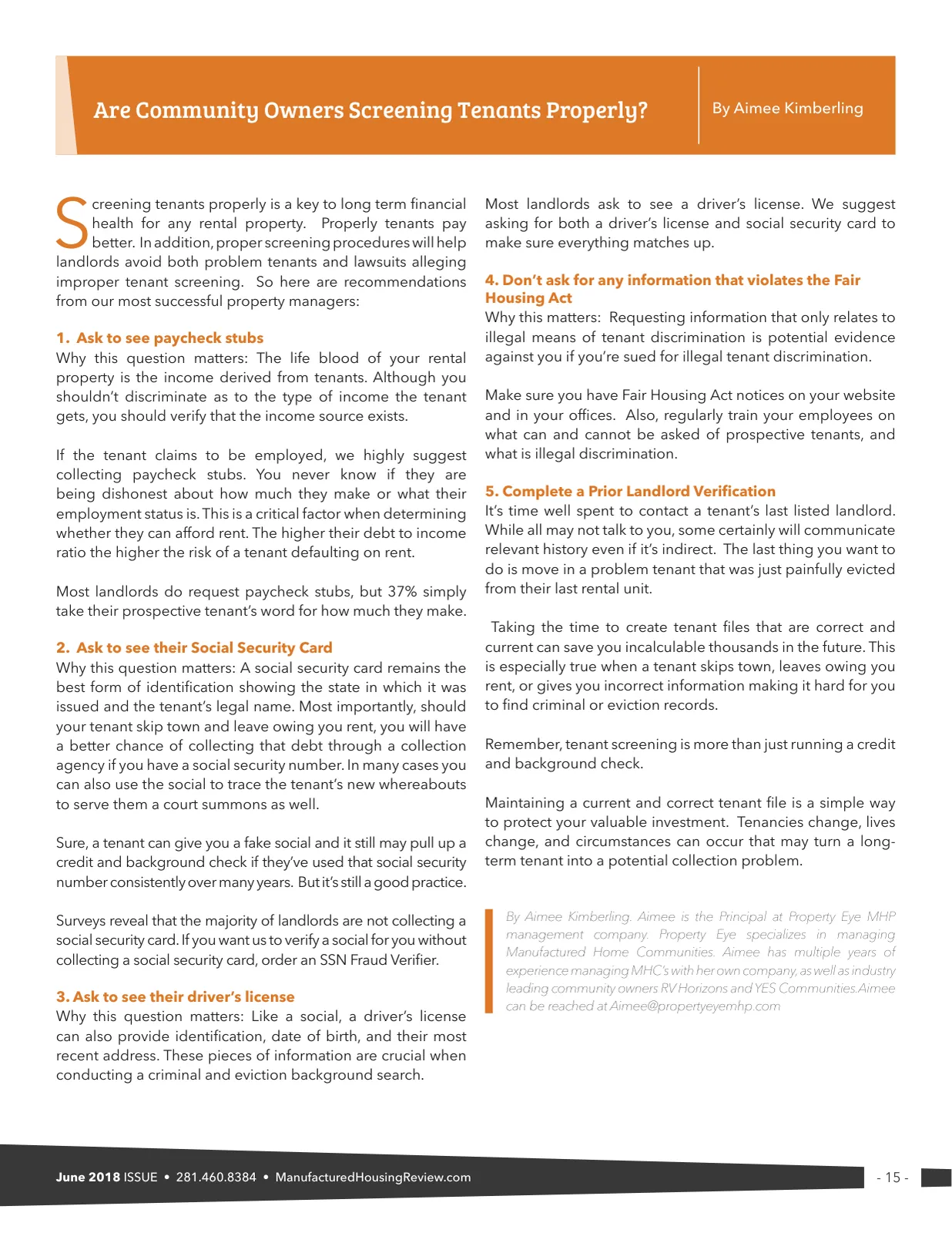 Page 15 of Manufactured Housing Review June 2018