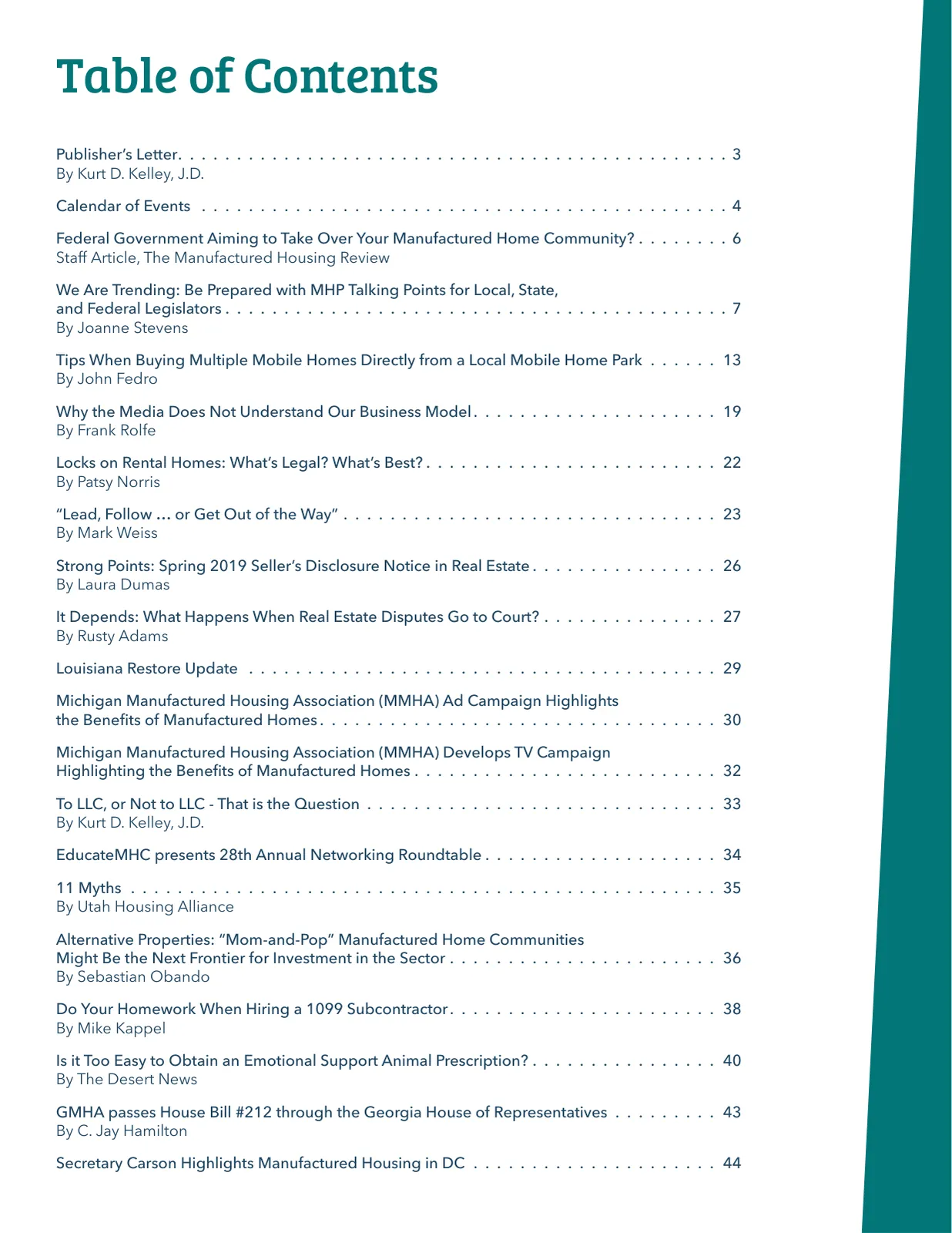 Page 2 of Manufactured Housing Review 2019 Q2