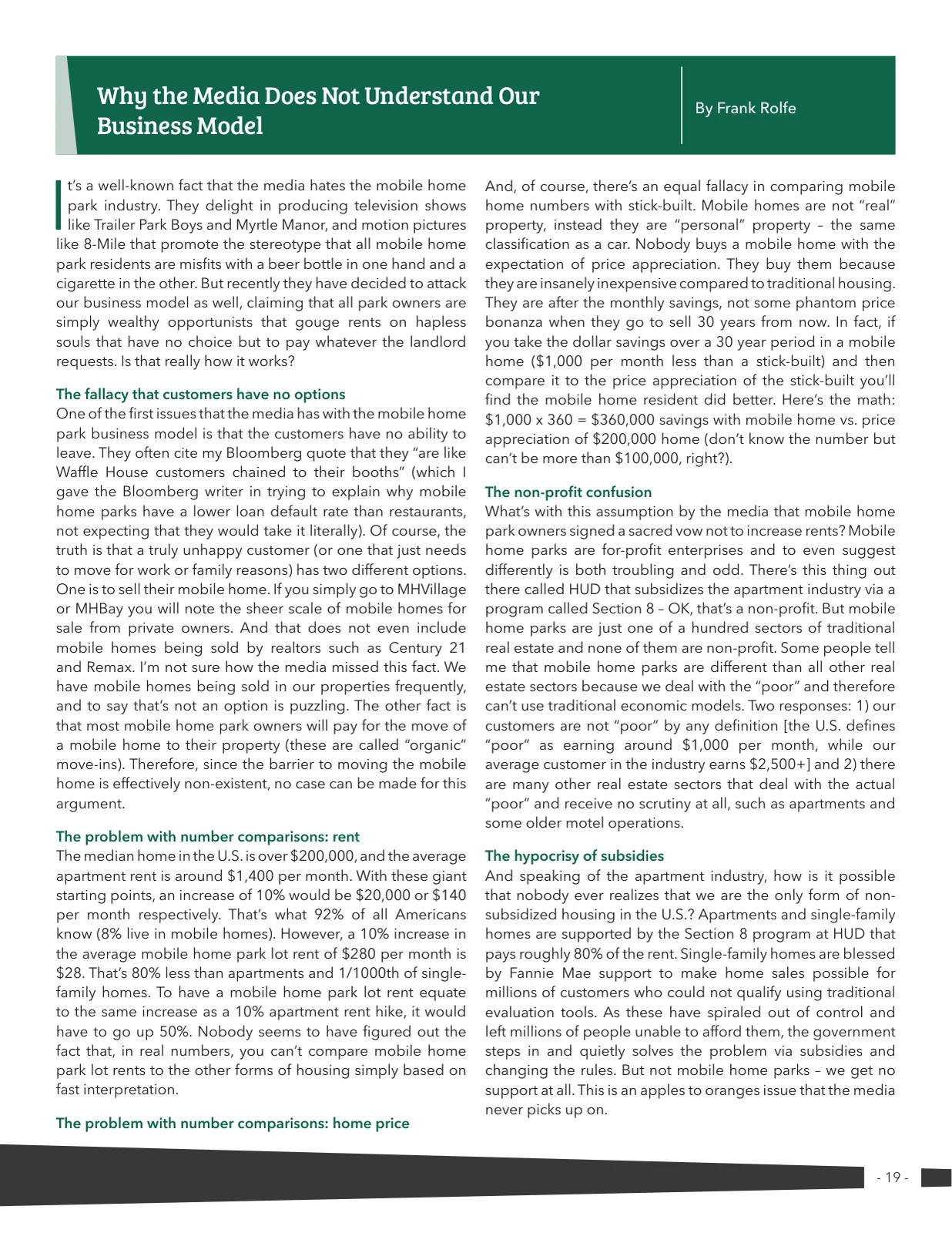 Page 19 of Manufactured Housing Review 2019 Q2