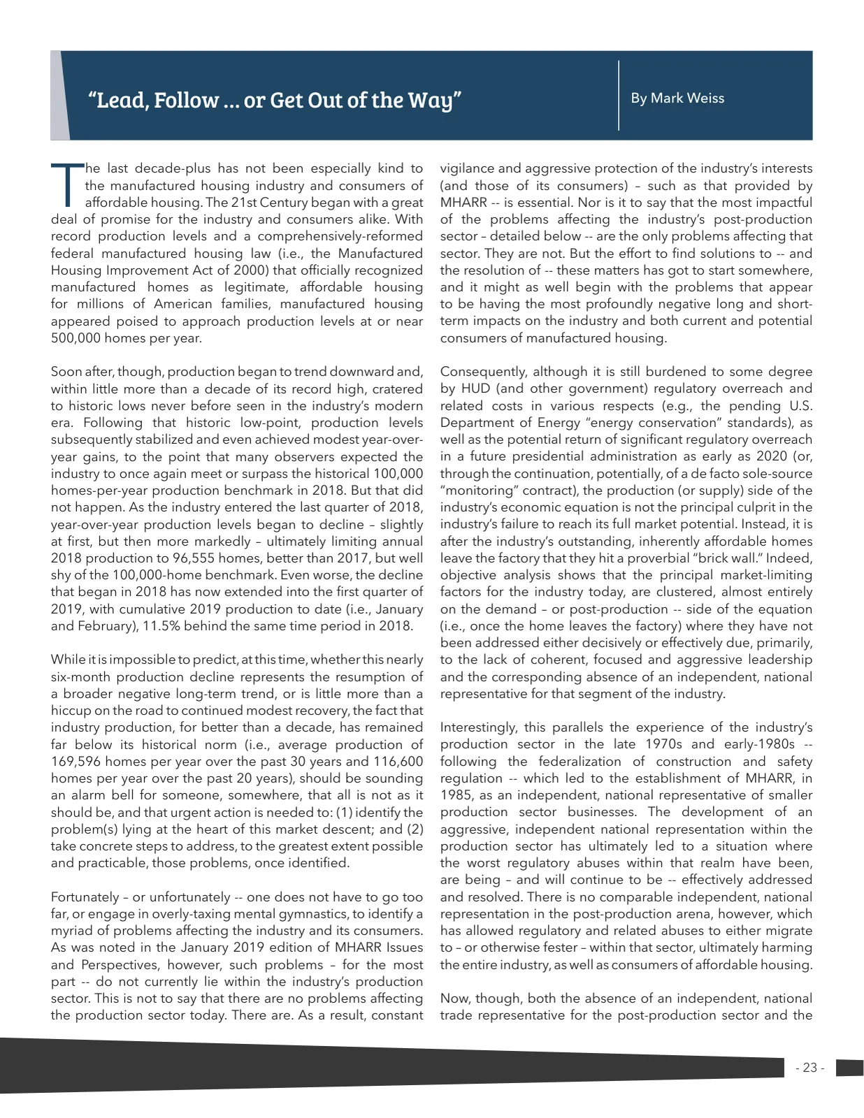 Page 23 of Manufactured Housing Review 2019 Q2