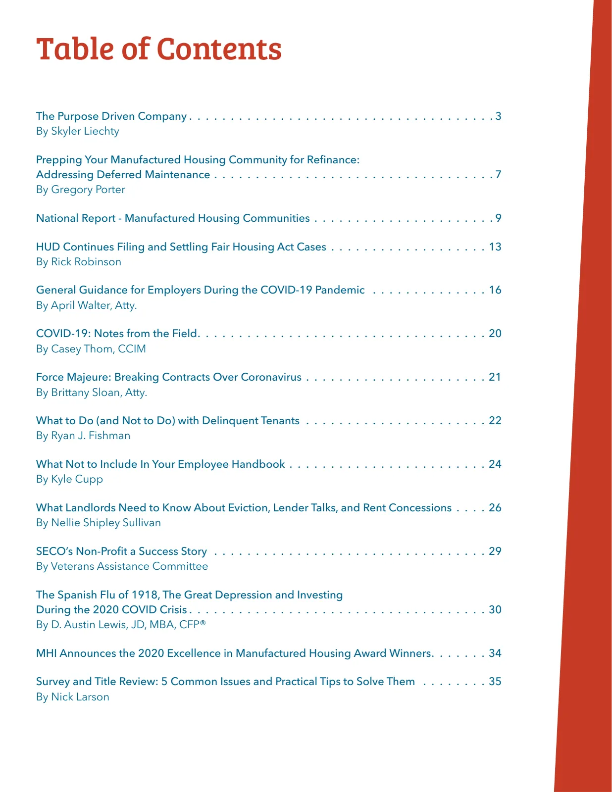 Page 2 of Manufactured Housing Review 2020 Q2