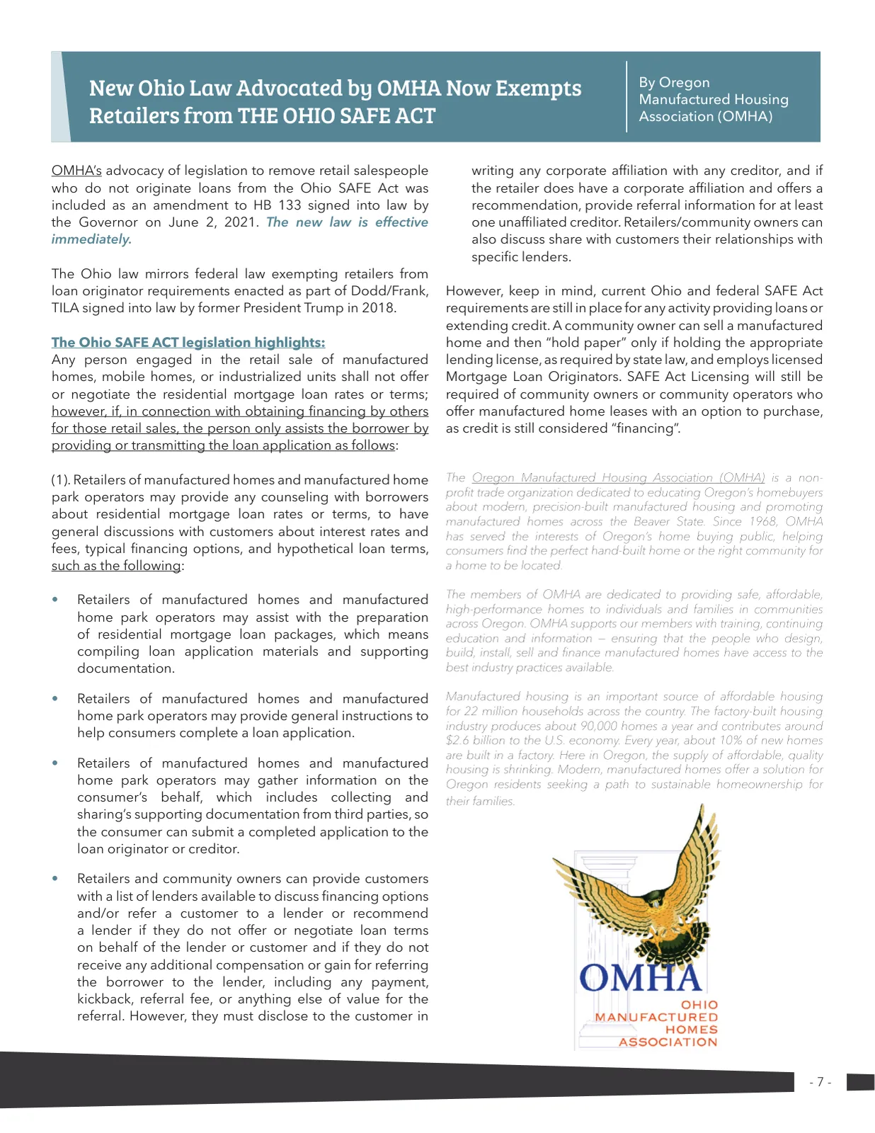 Page 7 of Manufactured Housing Review 2021 Q2