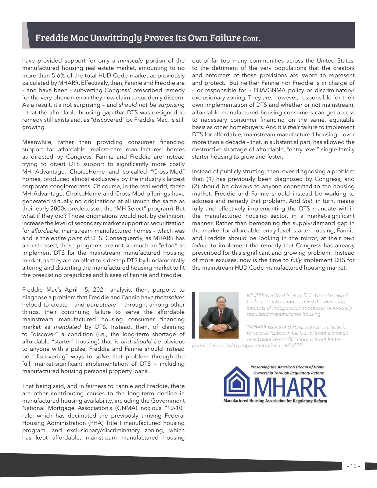 Page 12 of Manufactured Housing Review 2021 Q2