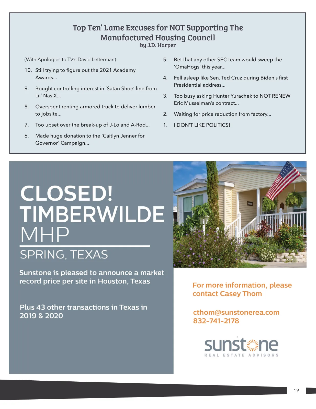 Page 19 of Manufactured Housing Review 2021 Q2