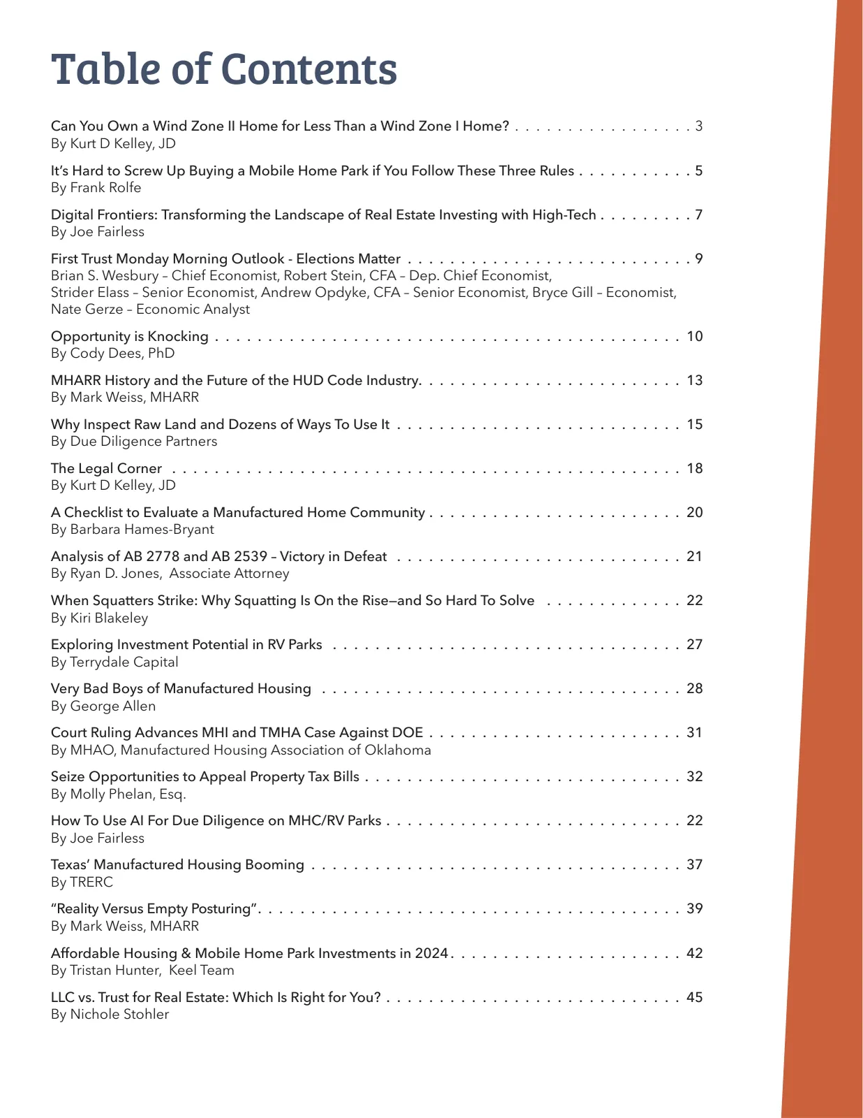 Page 2 of Manufactured Housing Review 2024 Q2