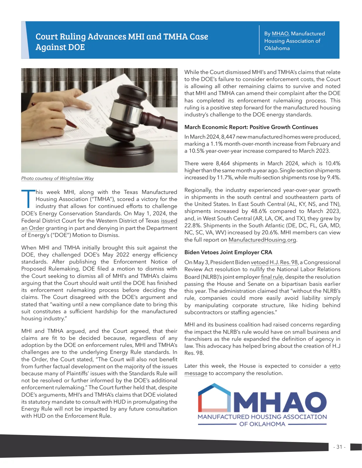 Page 31 of Manufactured Housing Review 2024 Q2