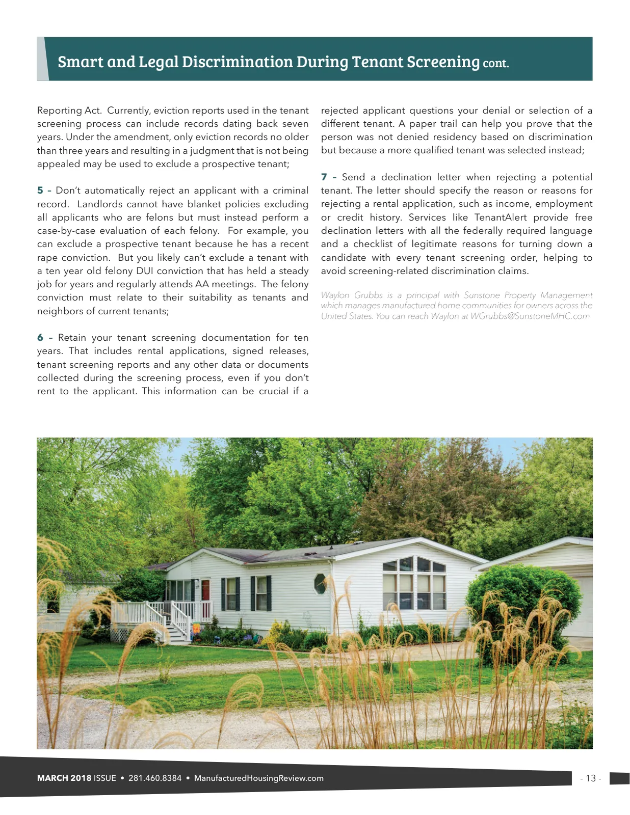 Page 13 of Manufactured Housing Review March 2018