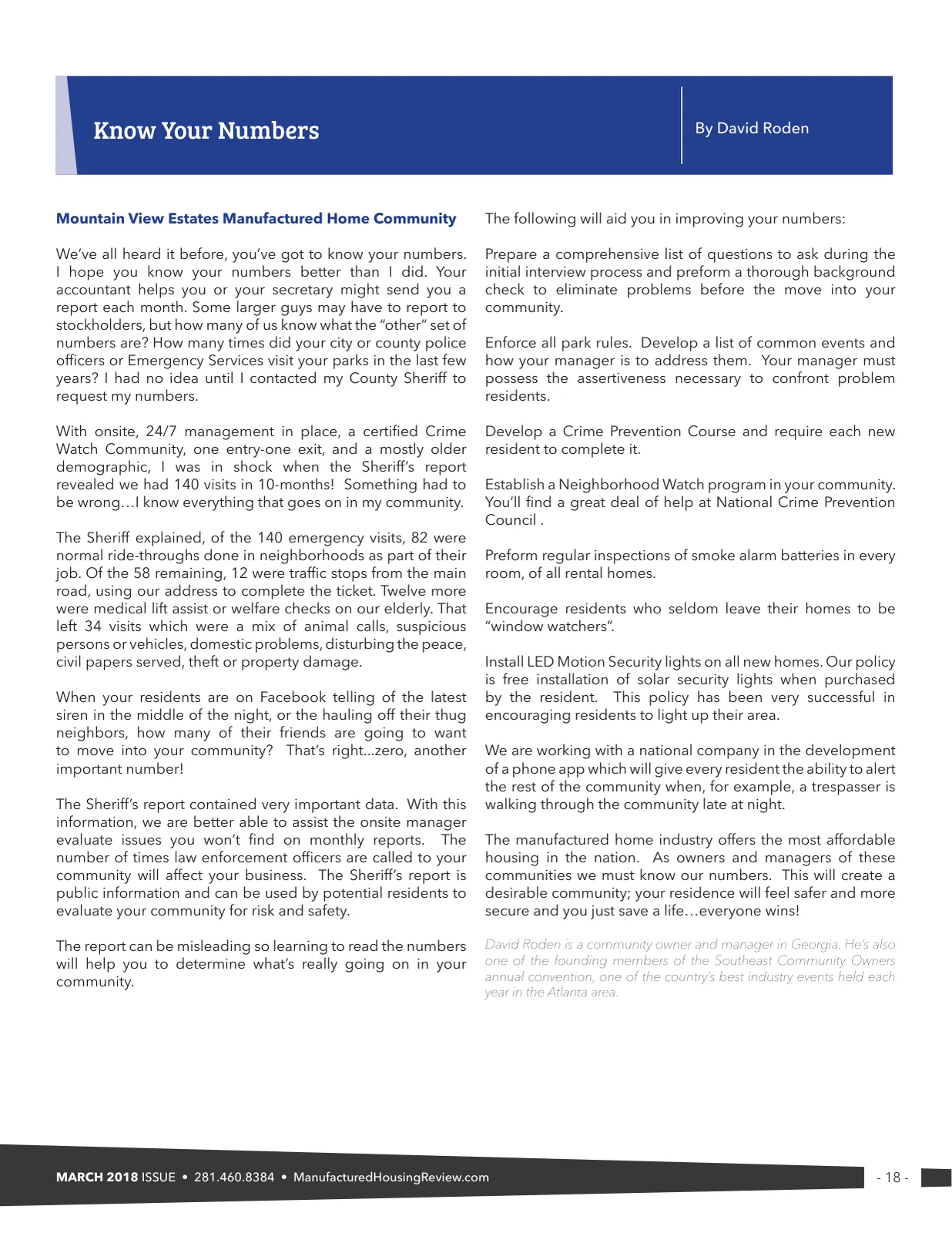 Page 18 of Manufactured Housing Review March 2018