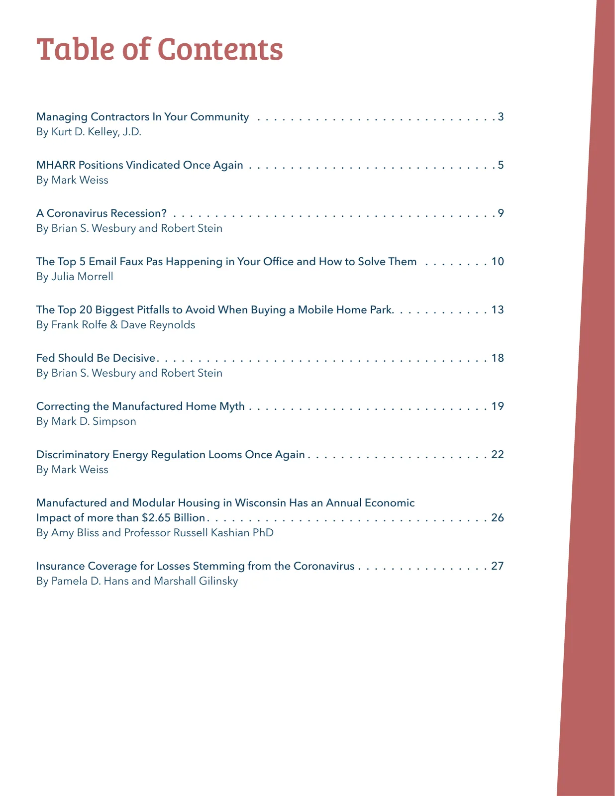 Page 2 of Manufactured Housing Review 2020 Q1