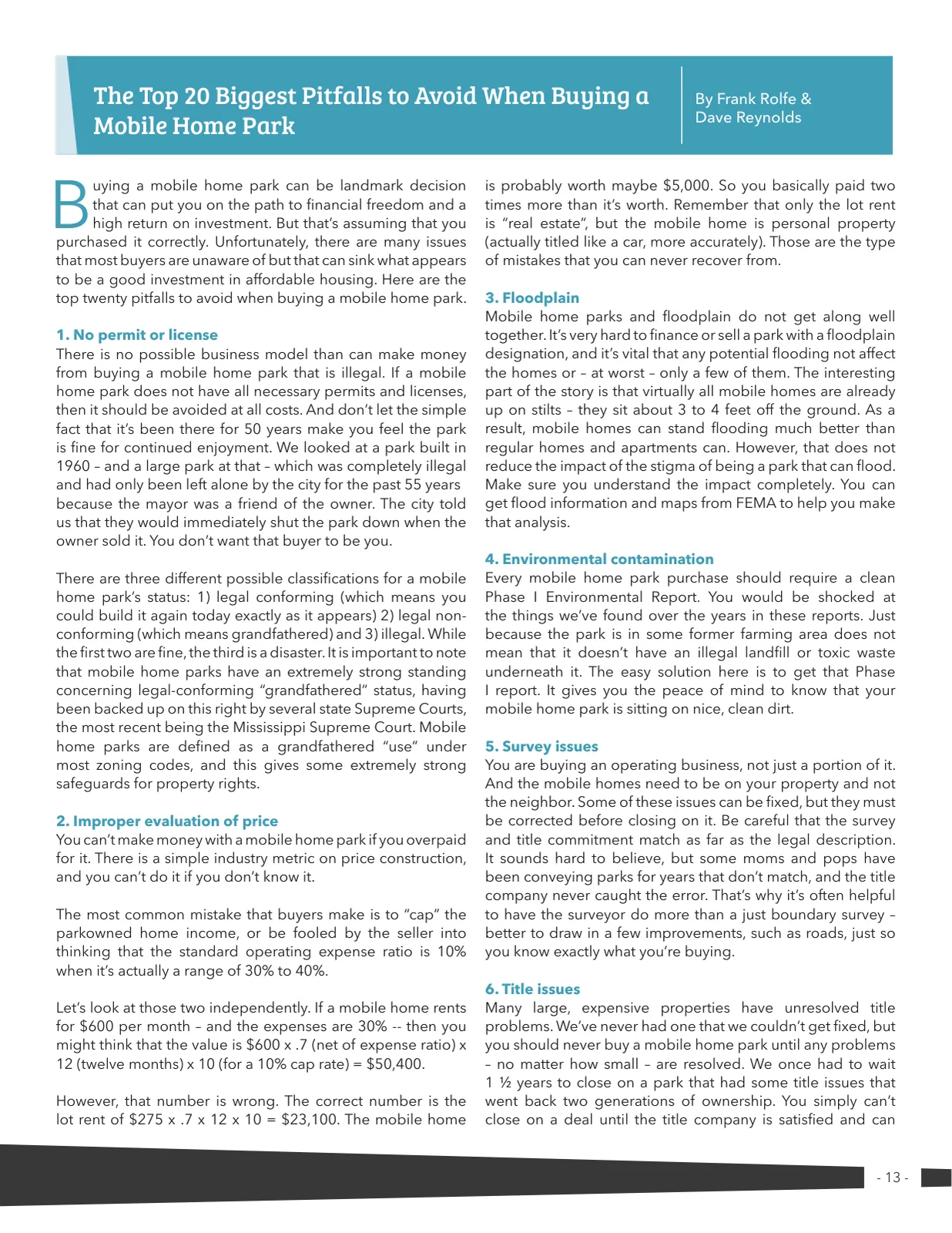 Page 13 of Manufactured Housing Review 2020 Q1