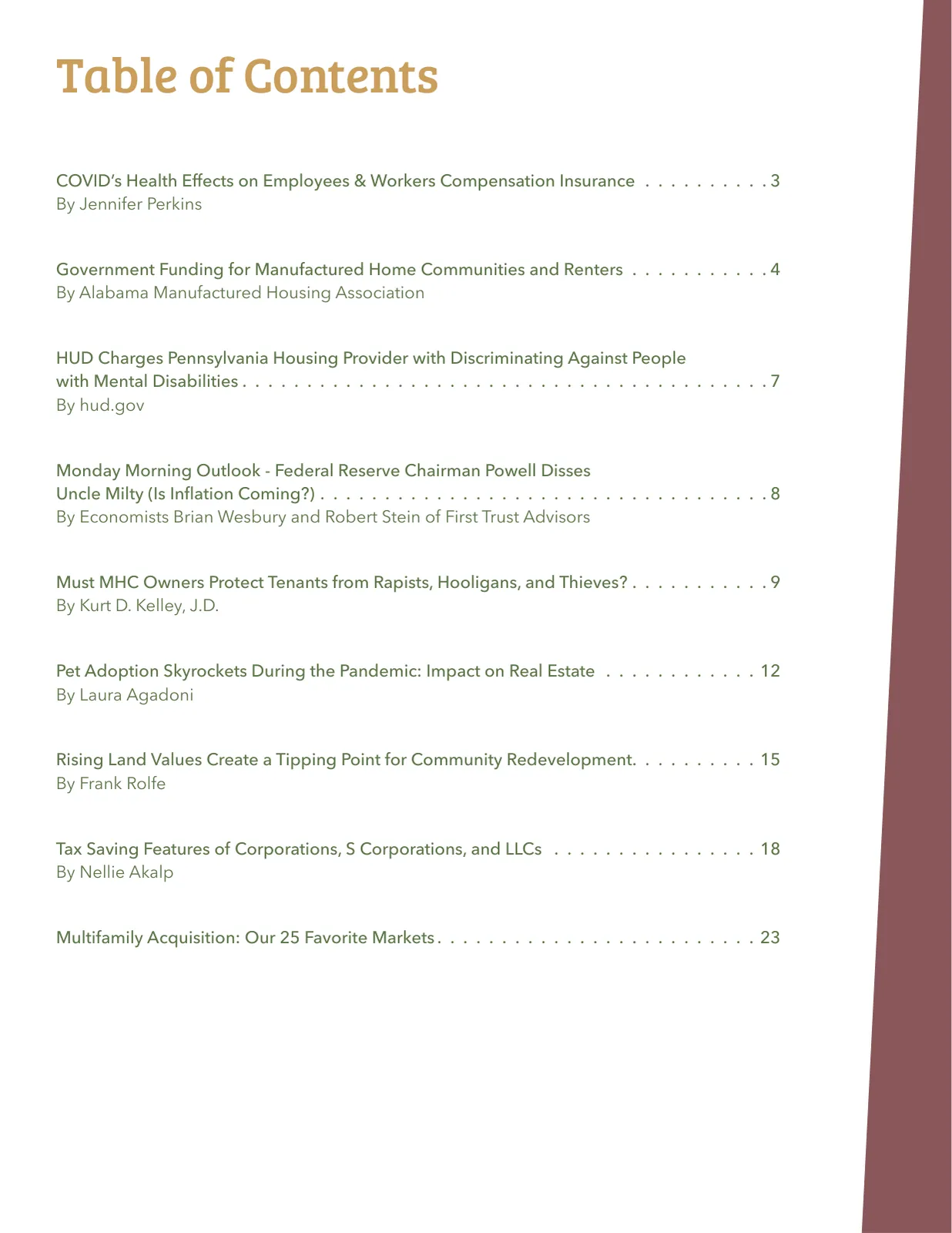Page 2 of Manufactured Housing Review 2021 Q1