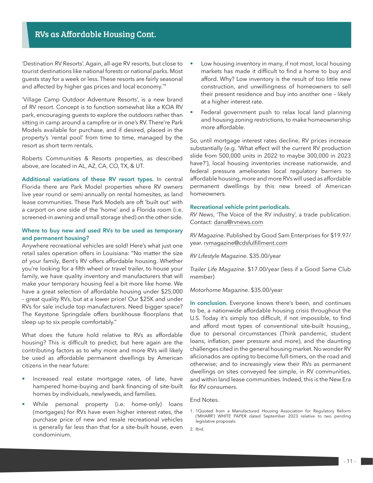 Page 11 of Manufactured Housing Review 2024 Q1