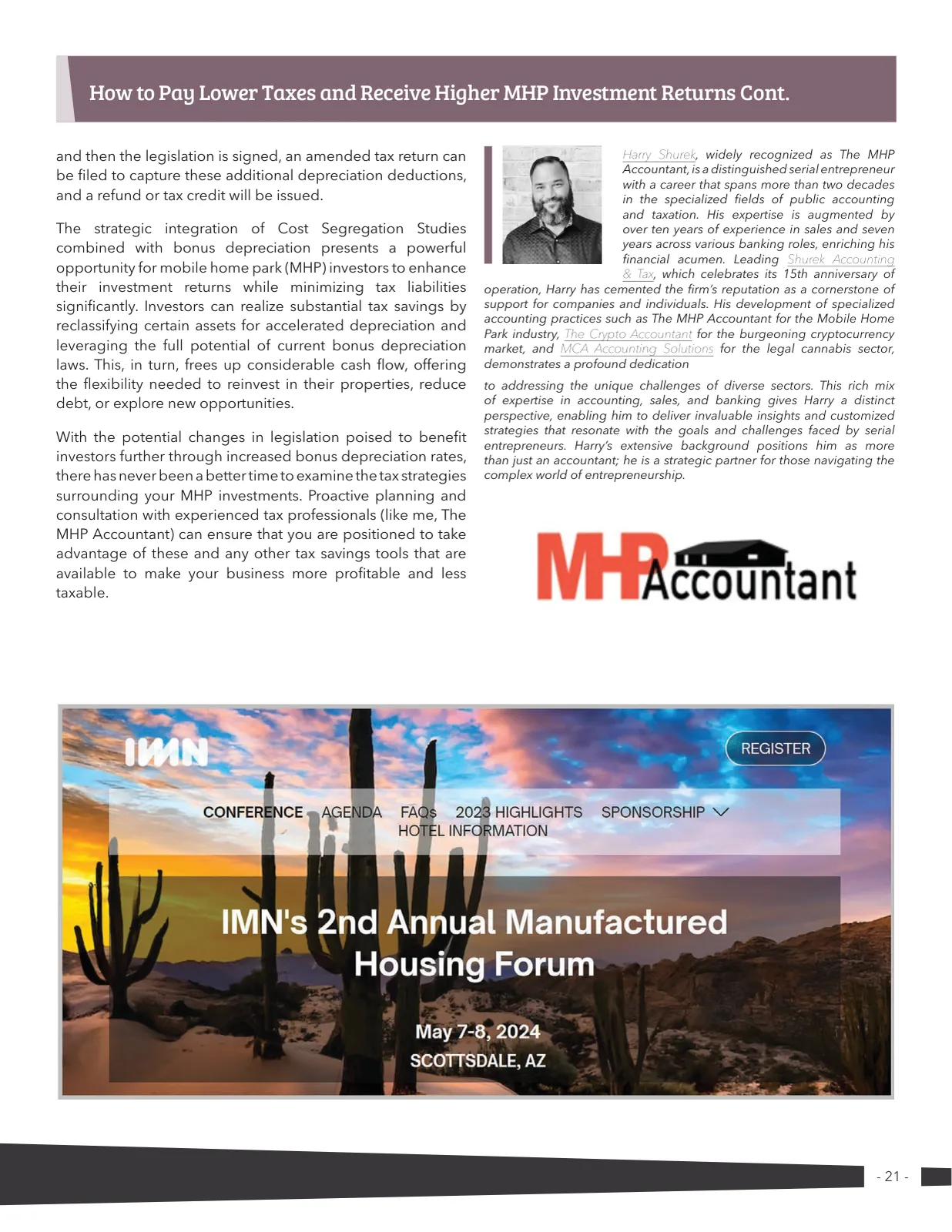 Page 21 of Manufactured Housing Review 2024 Q1
