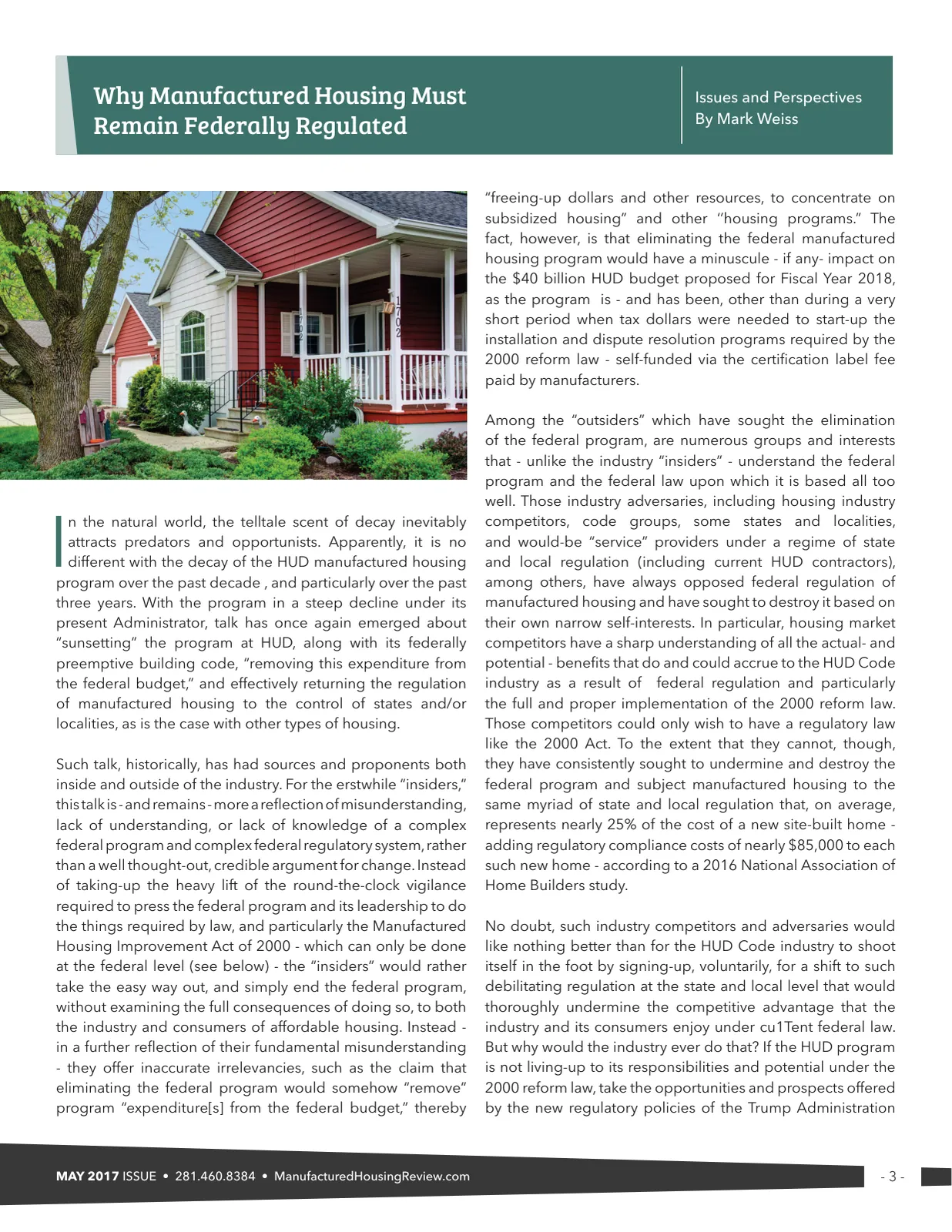 Page 3 of Manufactured Housing Review May 2017