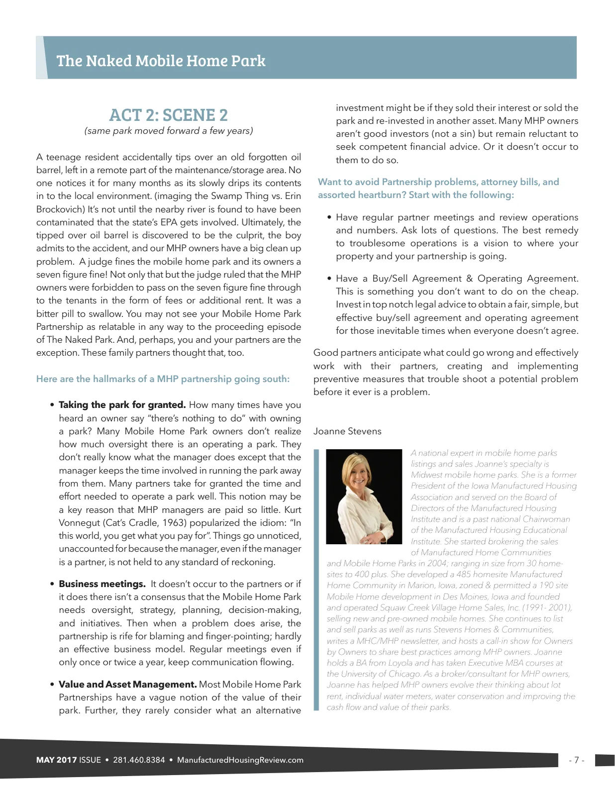Page 7 of Manufactured Housing Review May 2017