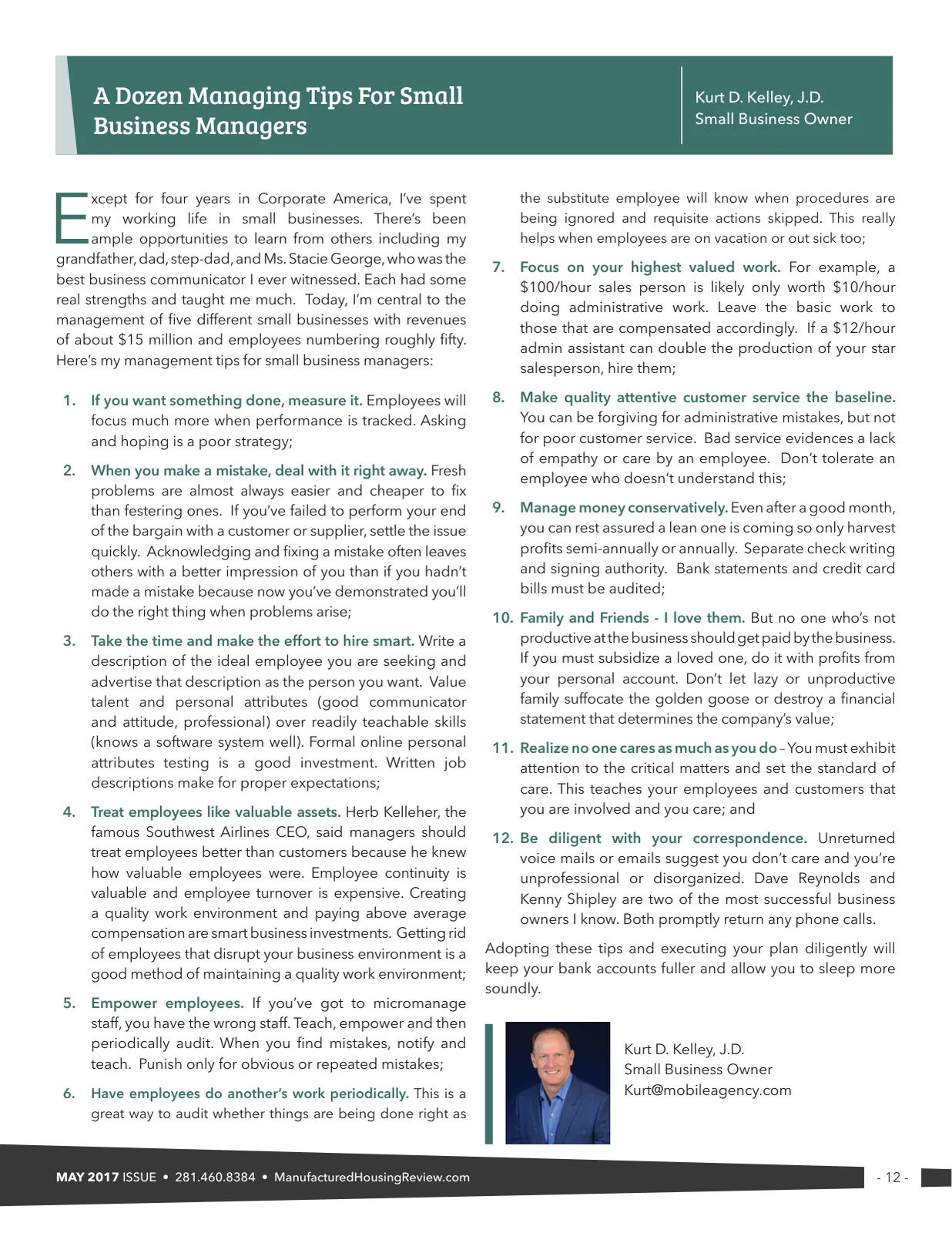Page 12 of Manufactured Housing Review May 2017