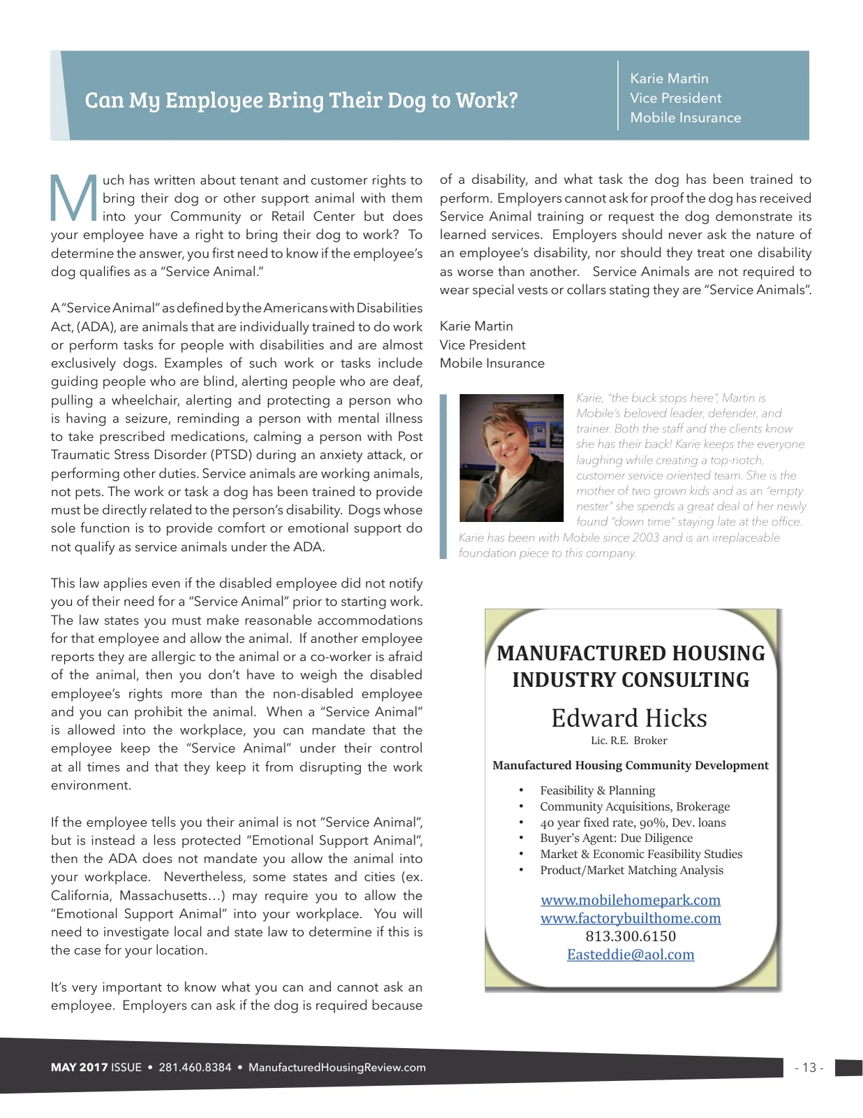 Page 13 of Manufactured Housing Review May 2017