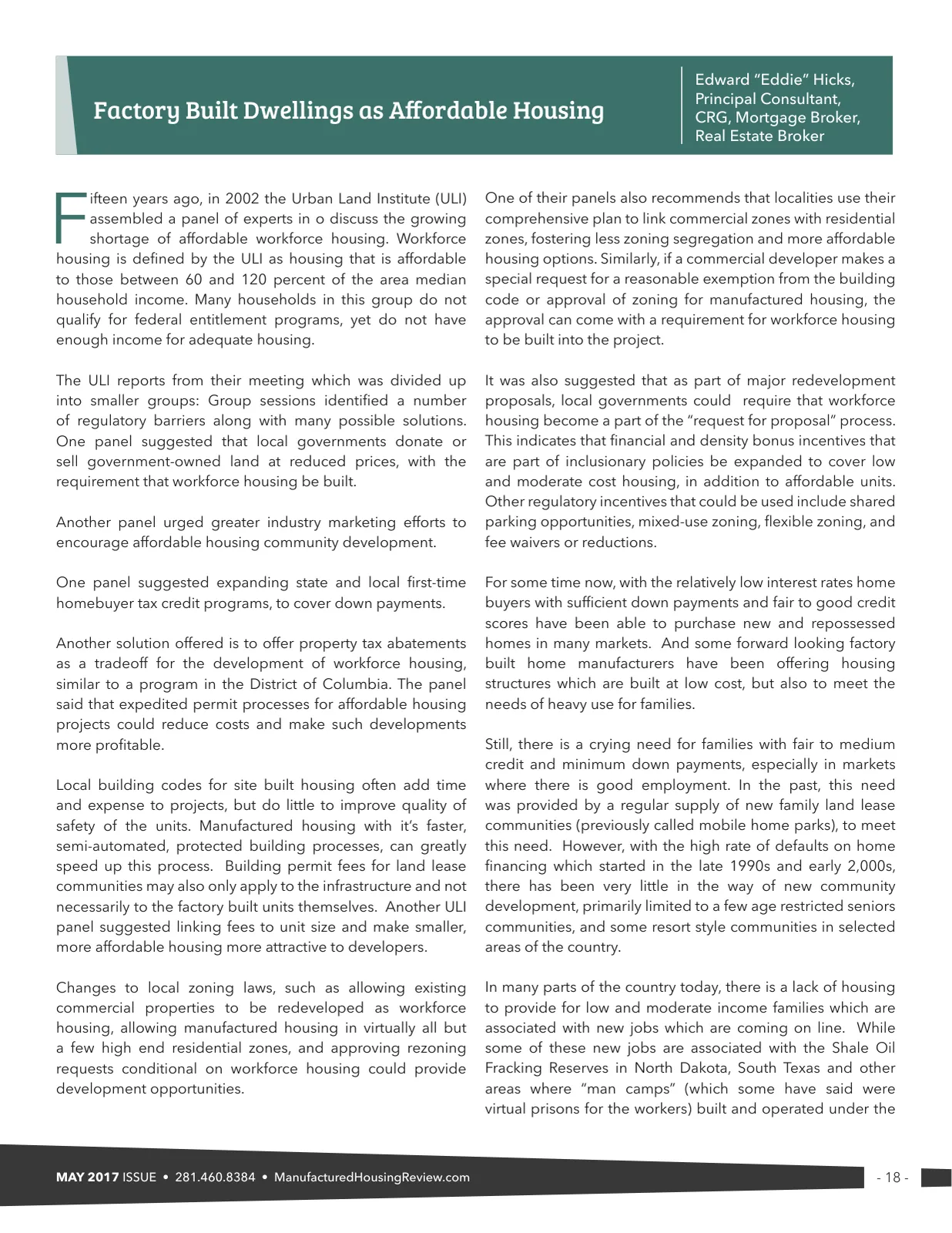 Page 18 of Manufactured Housing Review May 2017