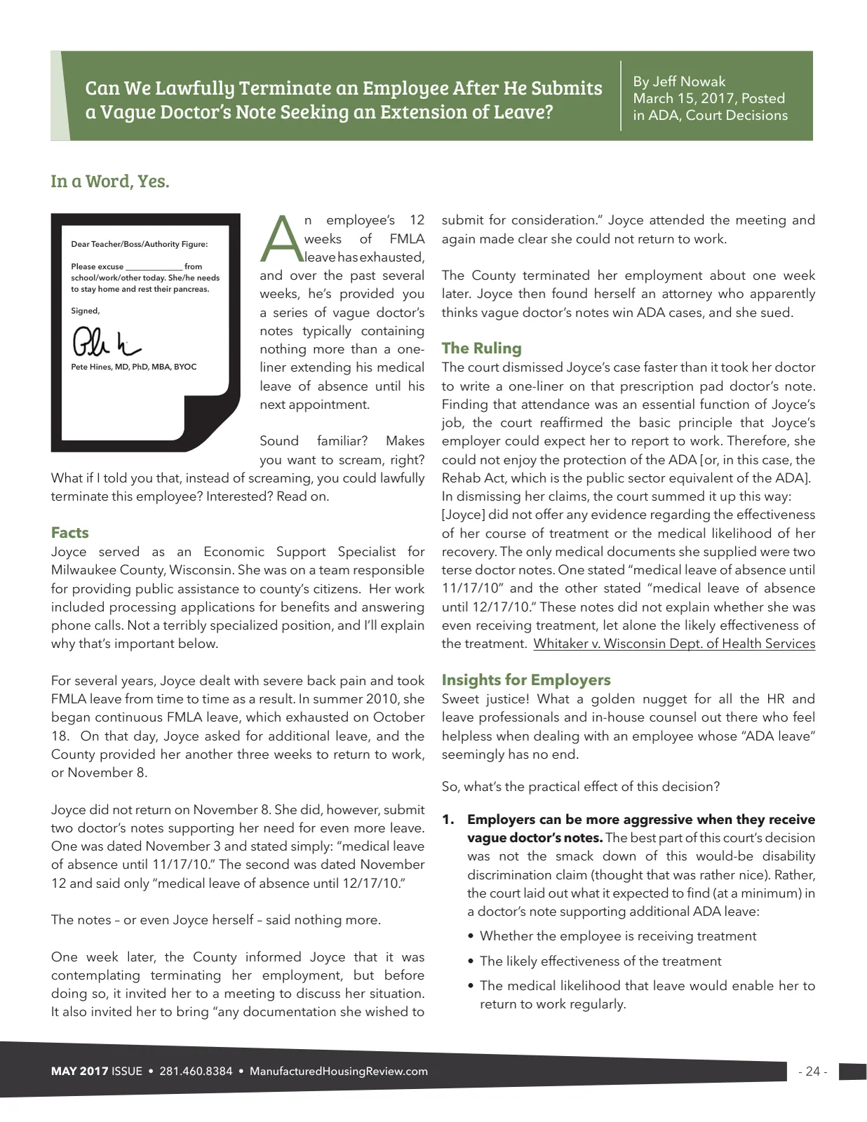 Page 24 of Manufactured Housing Review May 2017