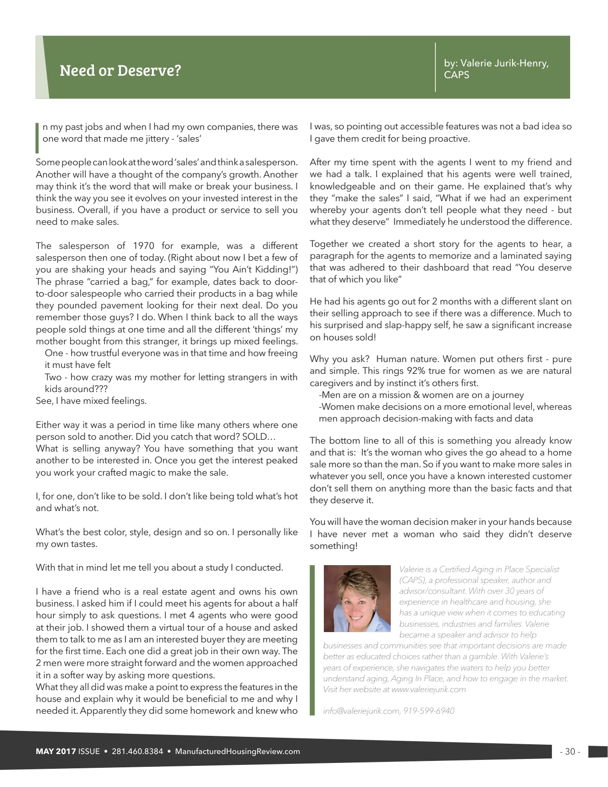 Page 30 of Manufactured Housing Review May 2017