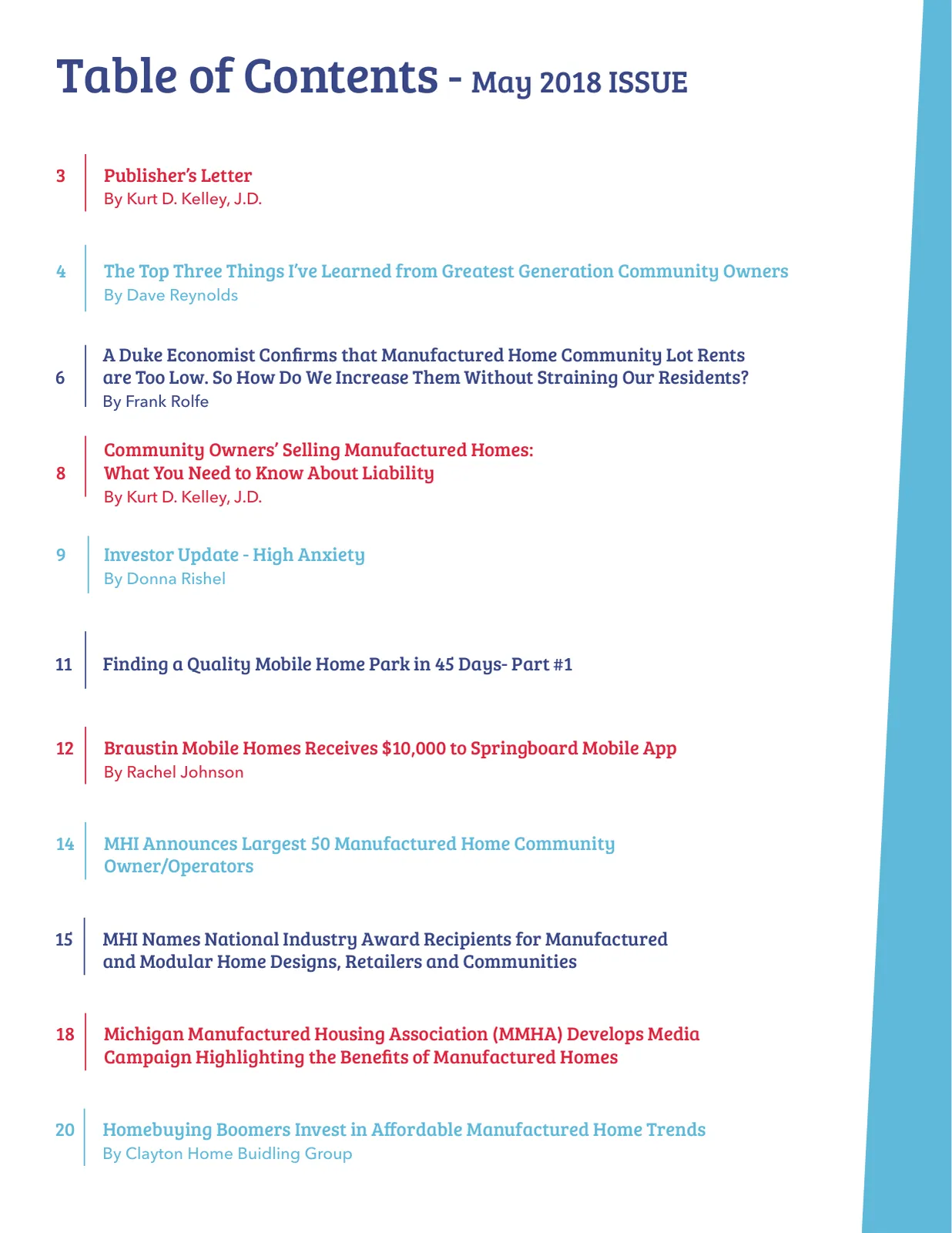 Page 2 of Manufactured Housing Review May 2018