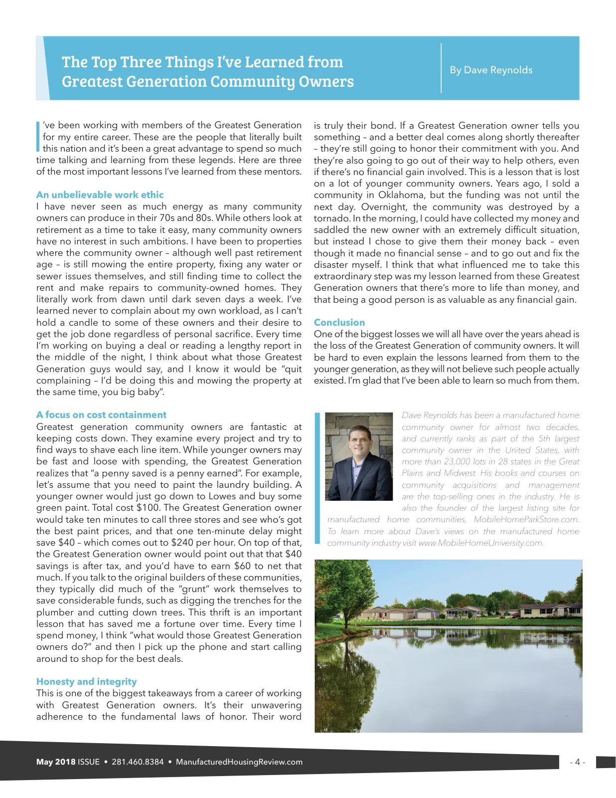 Page 4 of Manufactured Housing Review May 2018