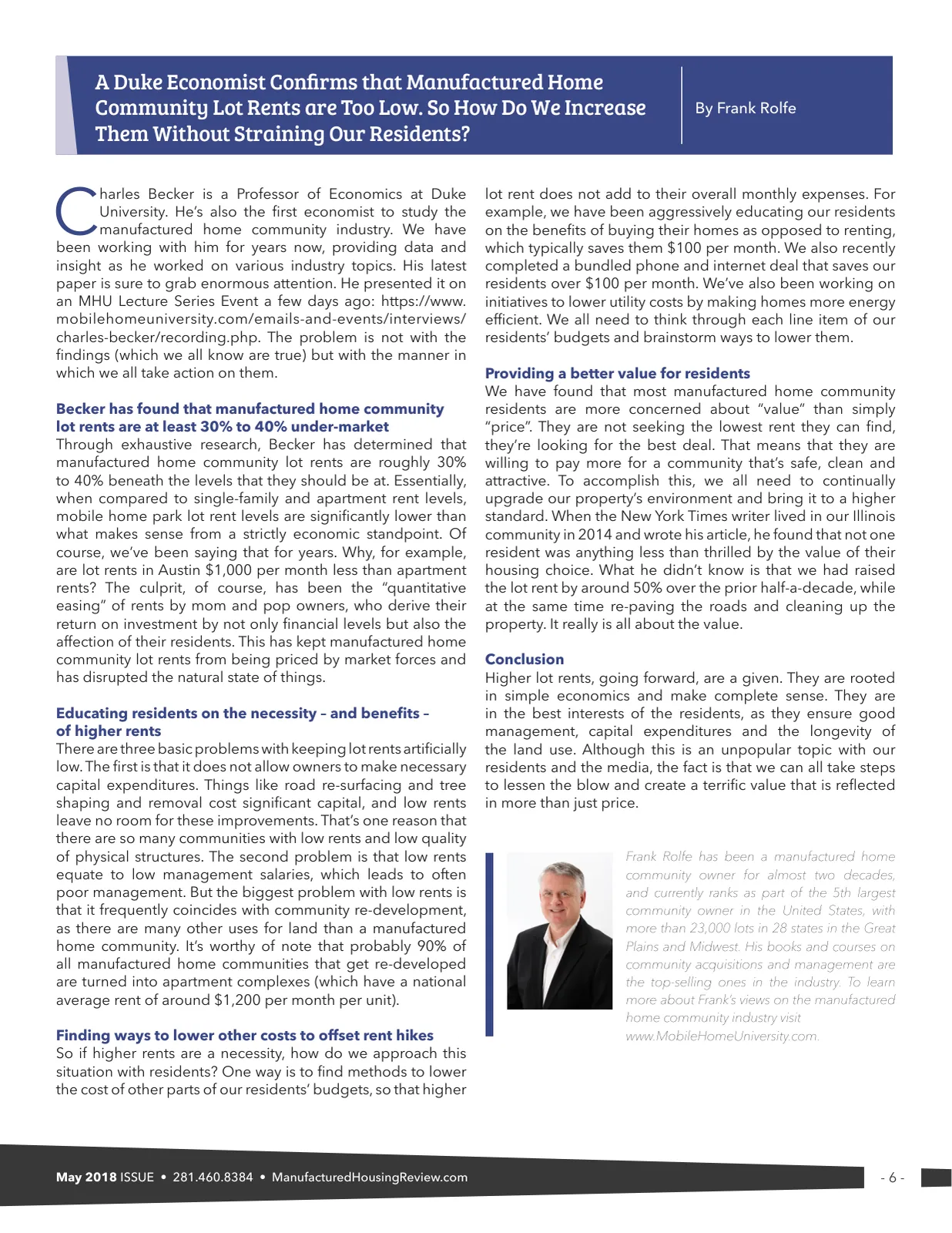 Page 6 of Manufactured Housing Review May 2018