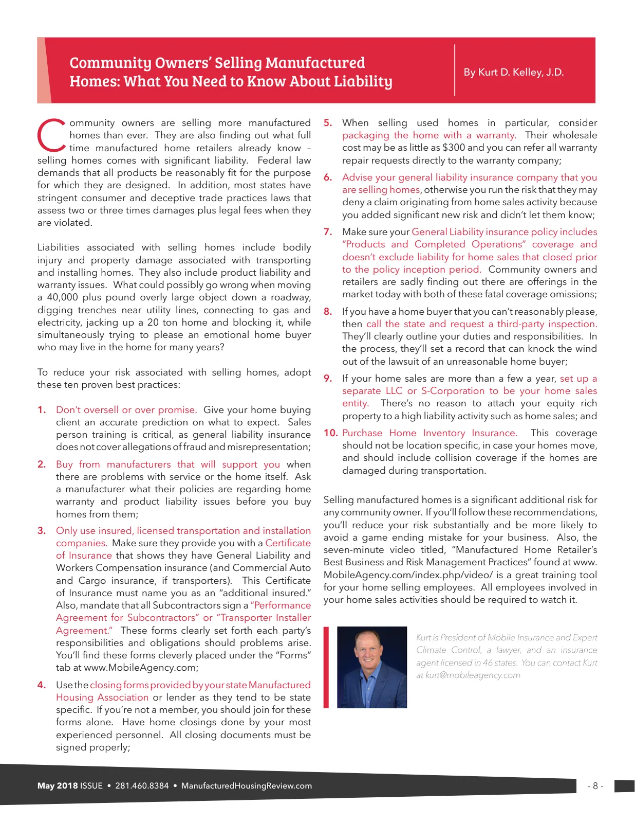 Page 8 of Manufactured Housing Review May 2018