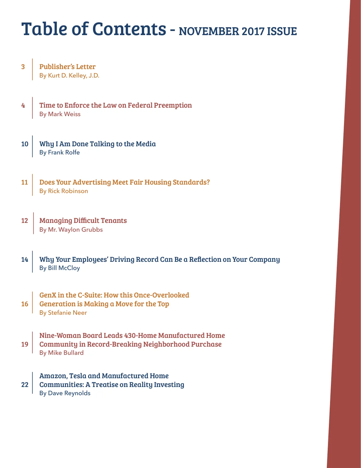 Page 2 of Manufactured Housing Review November 2017