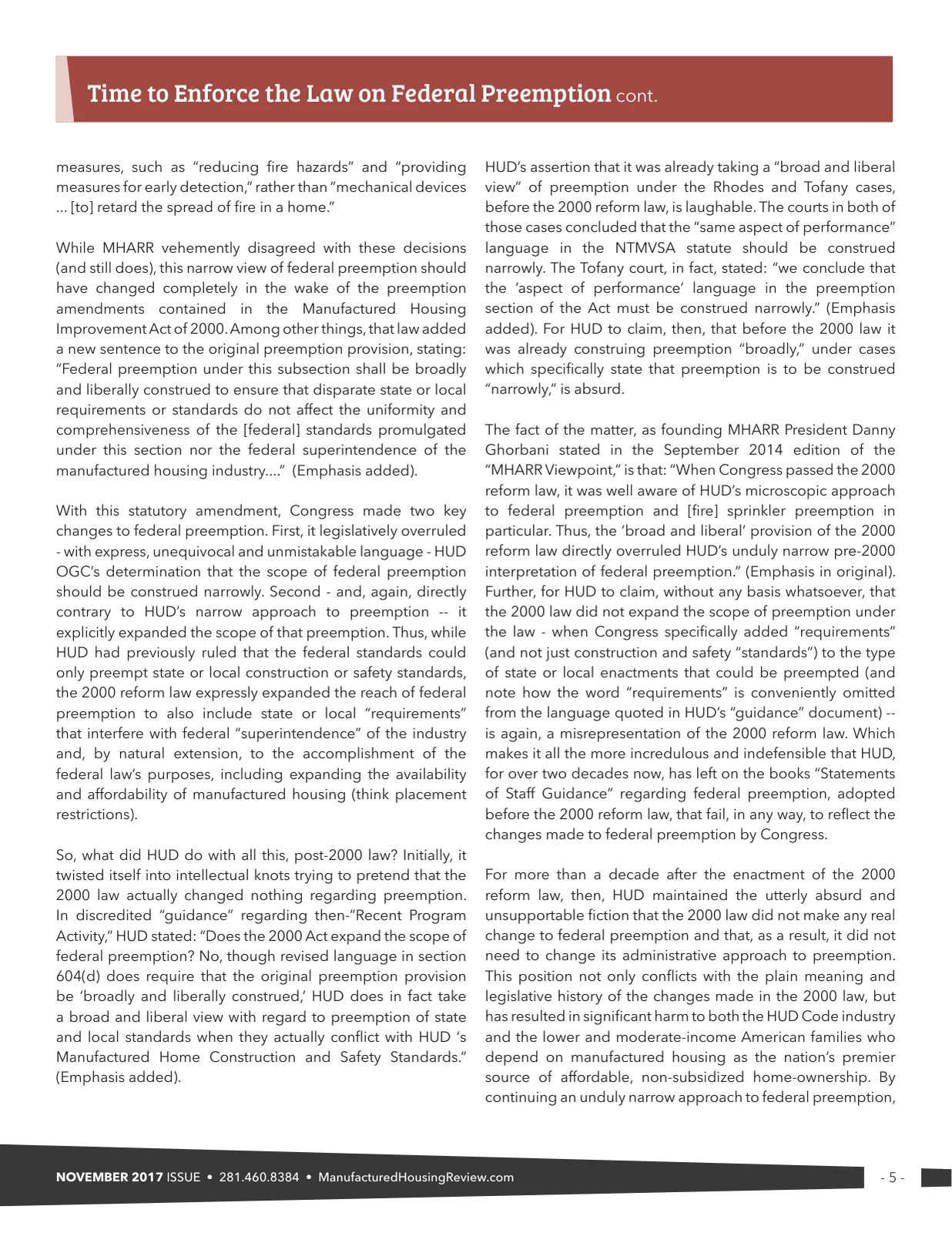 Page 5 of Manufactured Housing Review November 2017