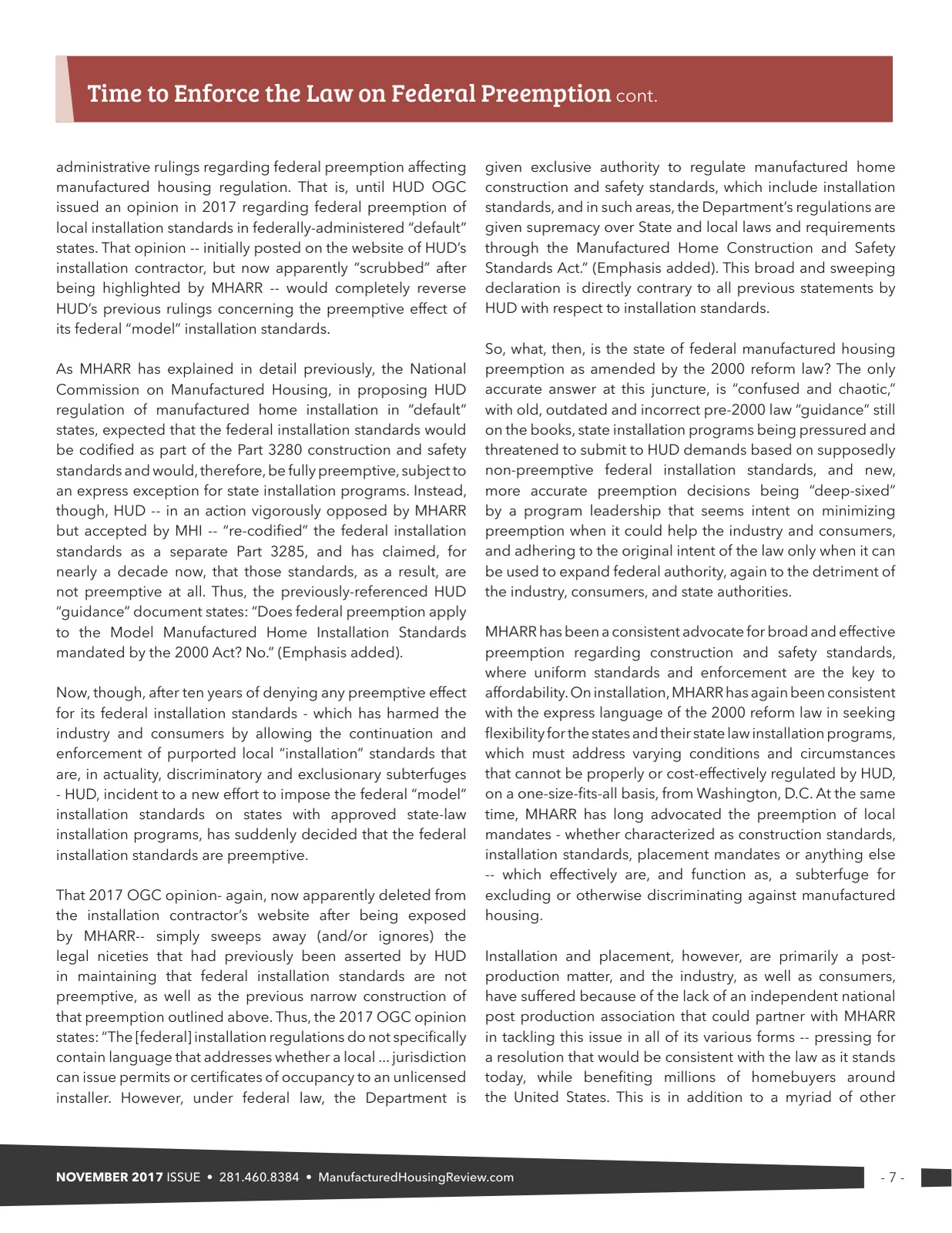 Page 7 of Manufactured Housing Review November 2017