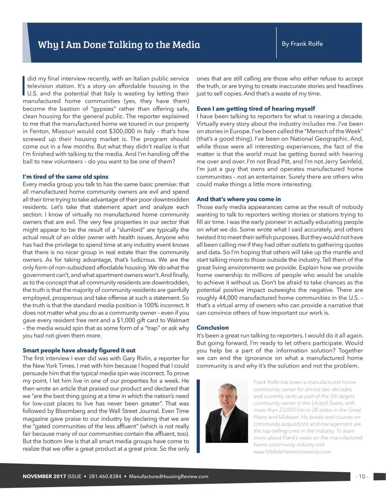 Page 10 of Manufactured Housing Review November 2017